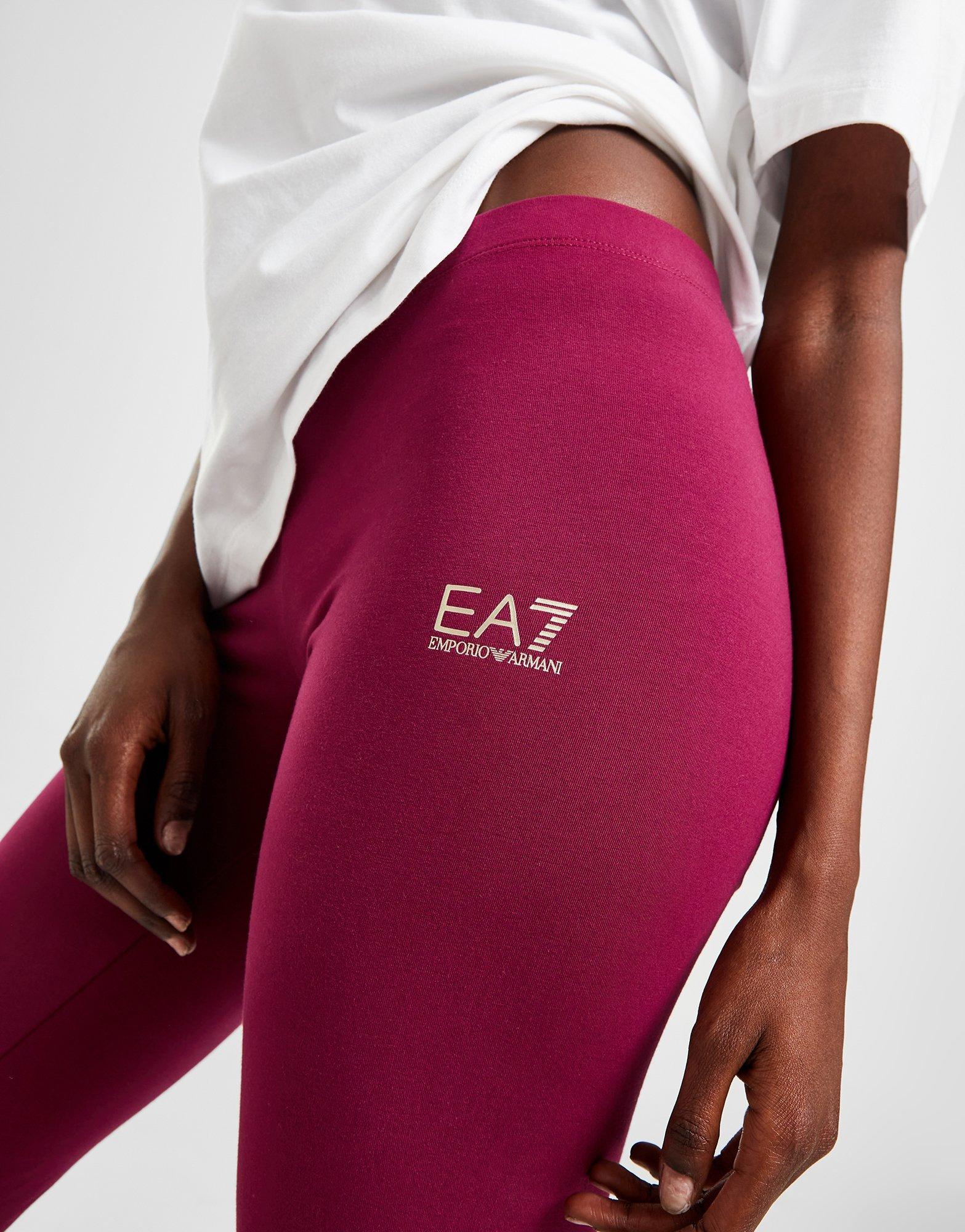 Emporio Armani Women's EA7 Core Leggings in Purple/Burgundy Size X-Small  Cotton