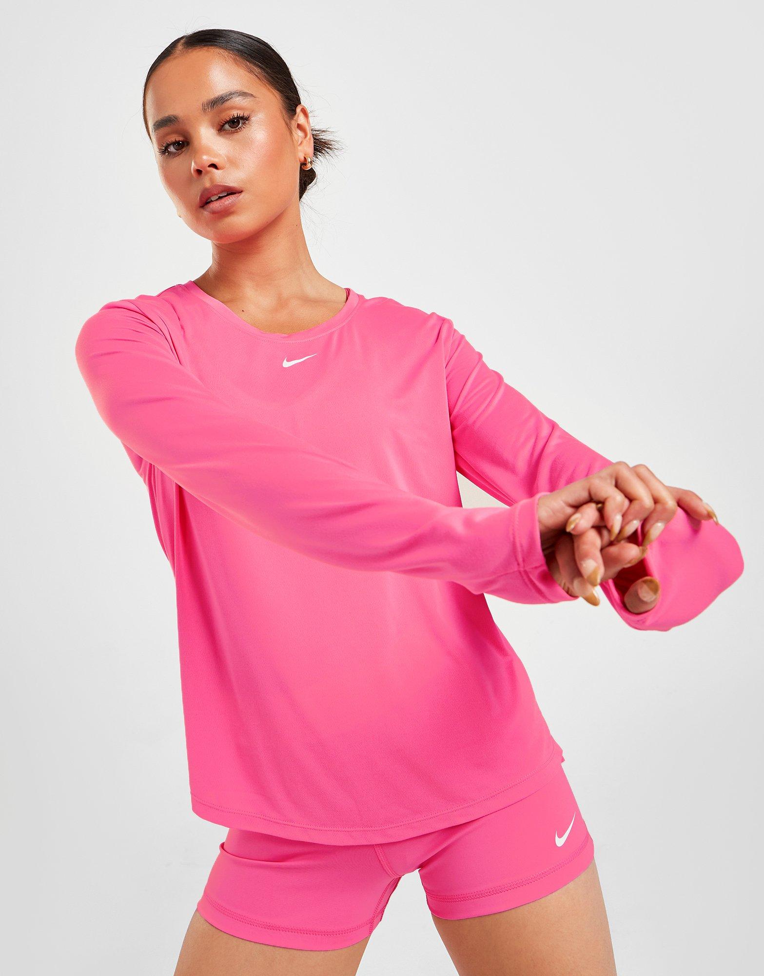Pink Nike Training One Long Sleeve T 