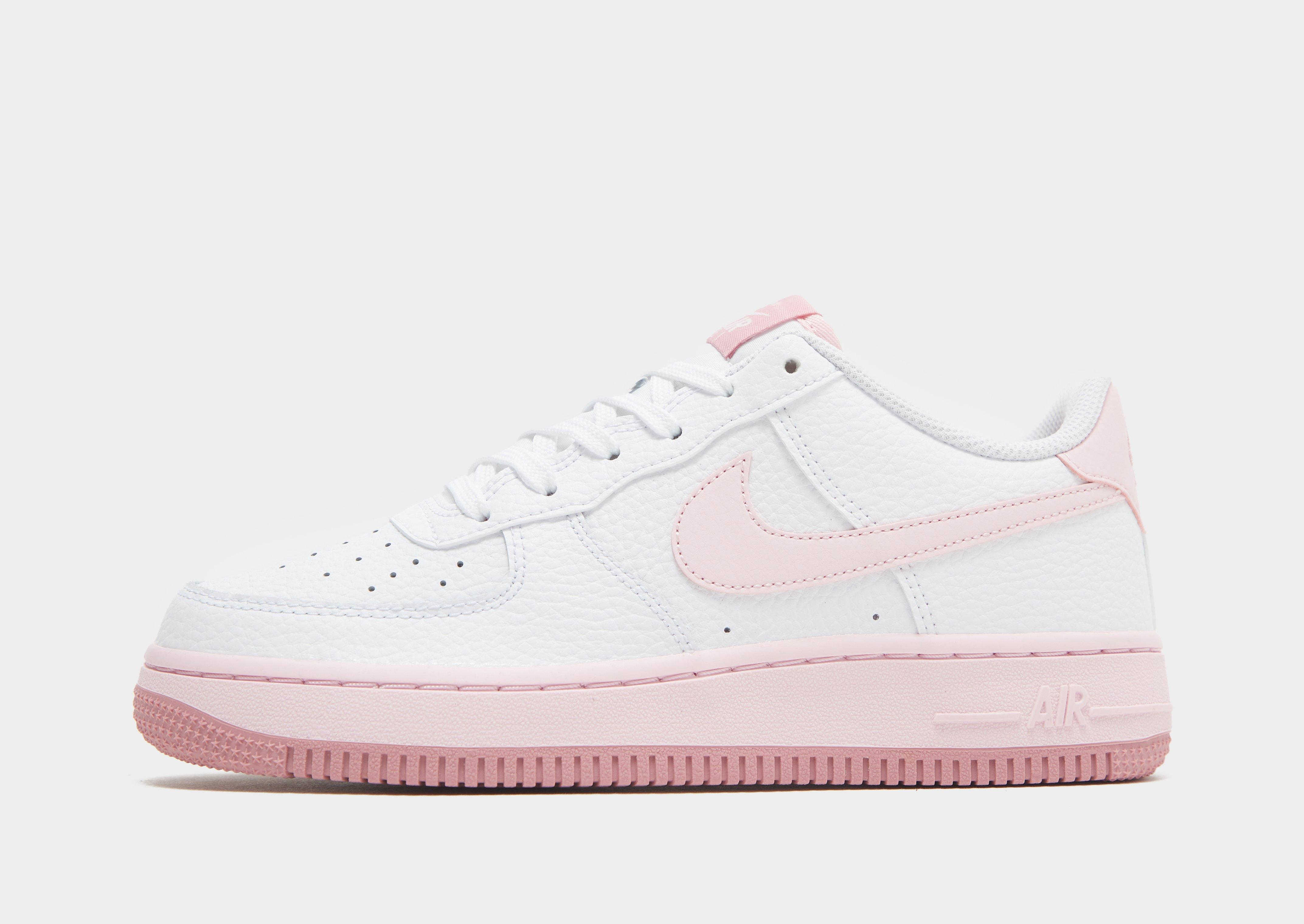 white & pink air force 1 trainers junior