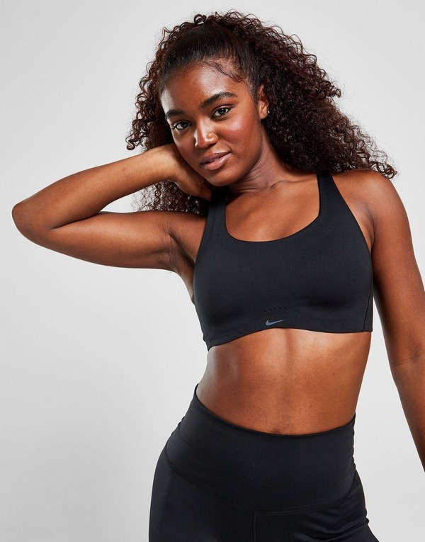 Nike Training swoosh logo bra in black