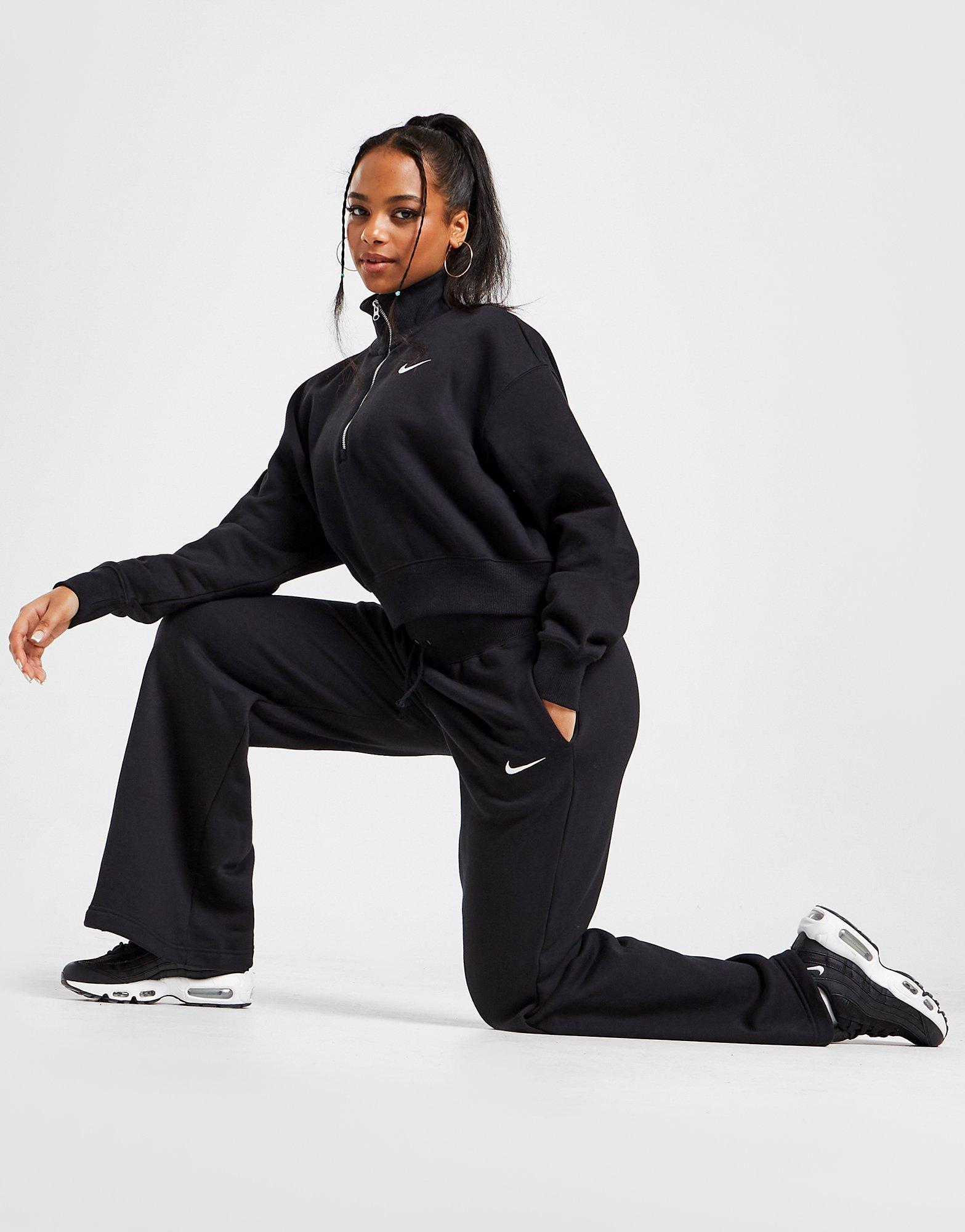 Black Nike Phoenix Fleece Wide Leg Joggers | JD Sports UK
