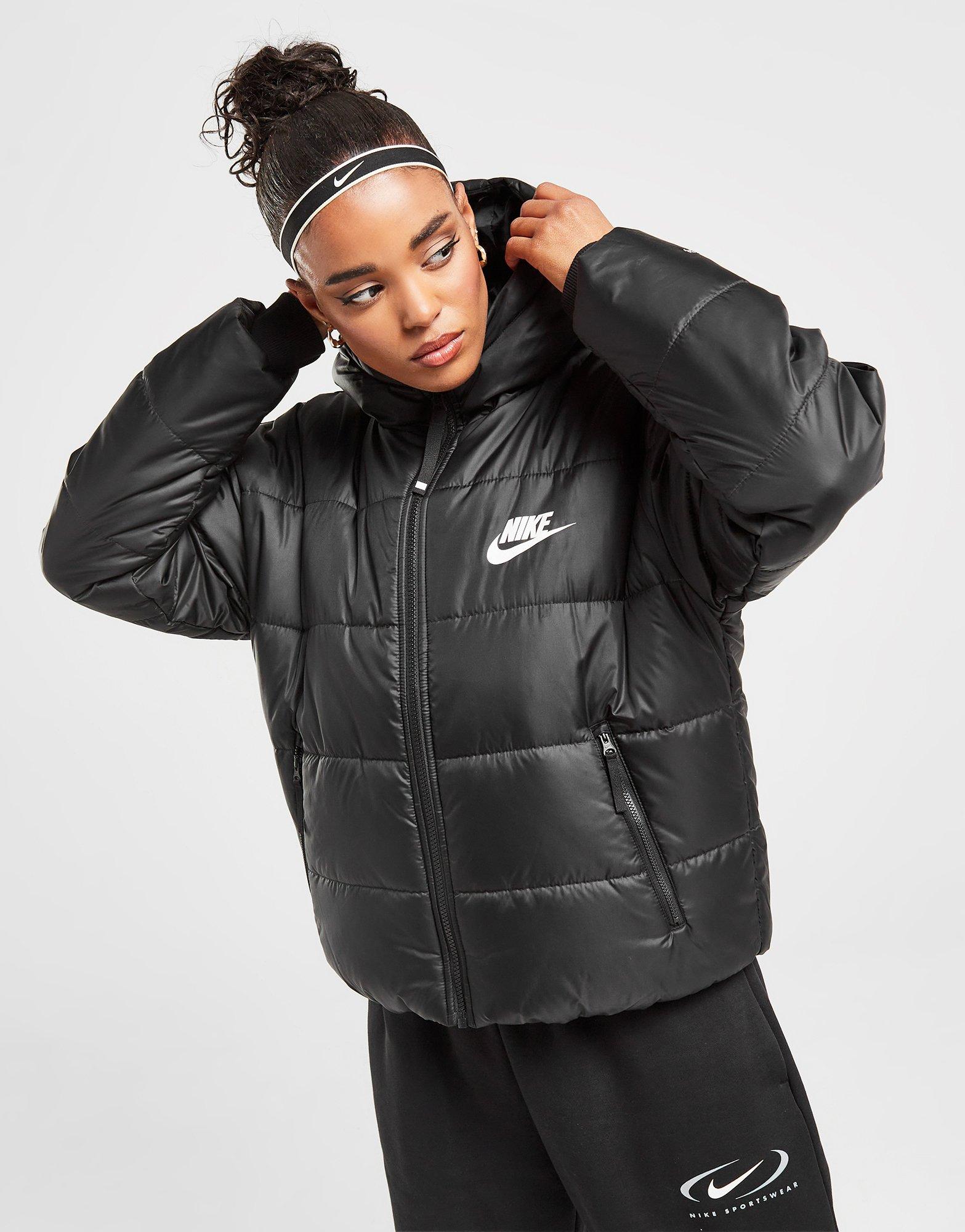 nike padded jacket with back swoosh in white