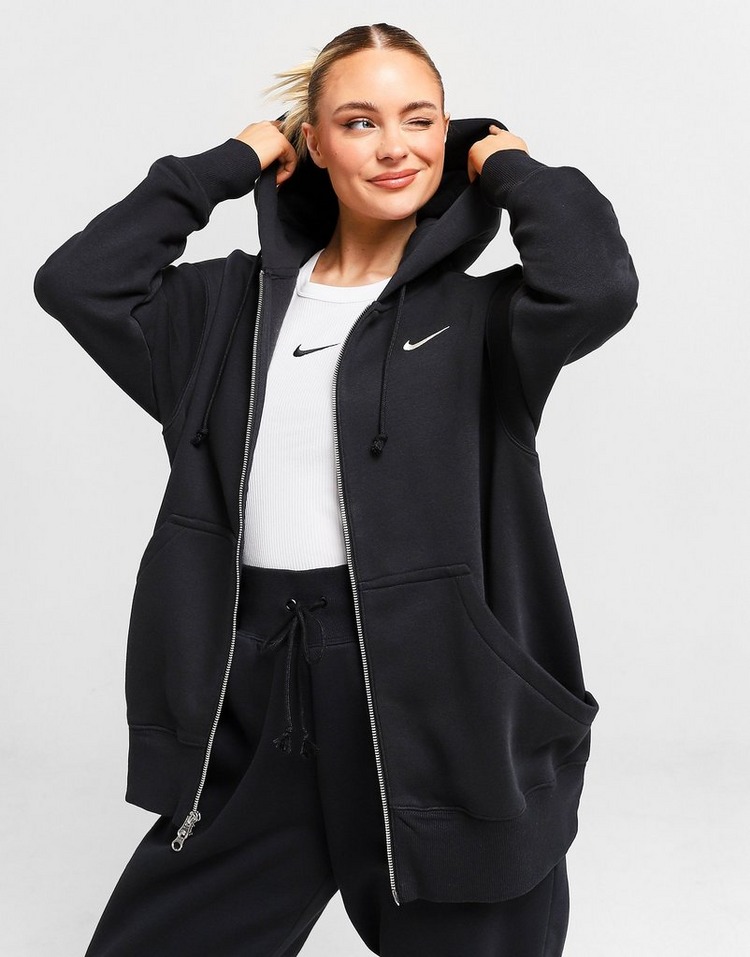 Black Nike Phoenix Fleece Oversized Full Zip Hoodie | JD Sports UK