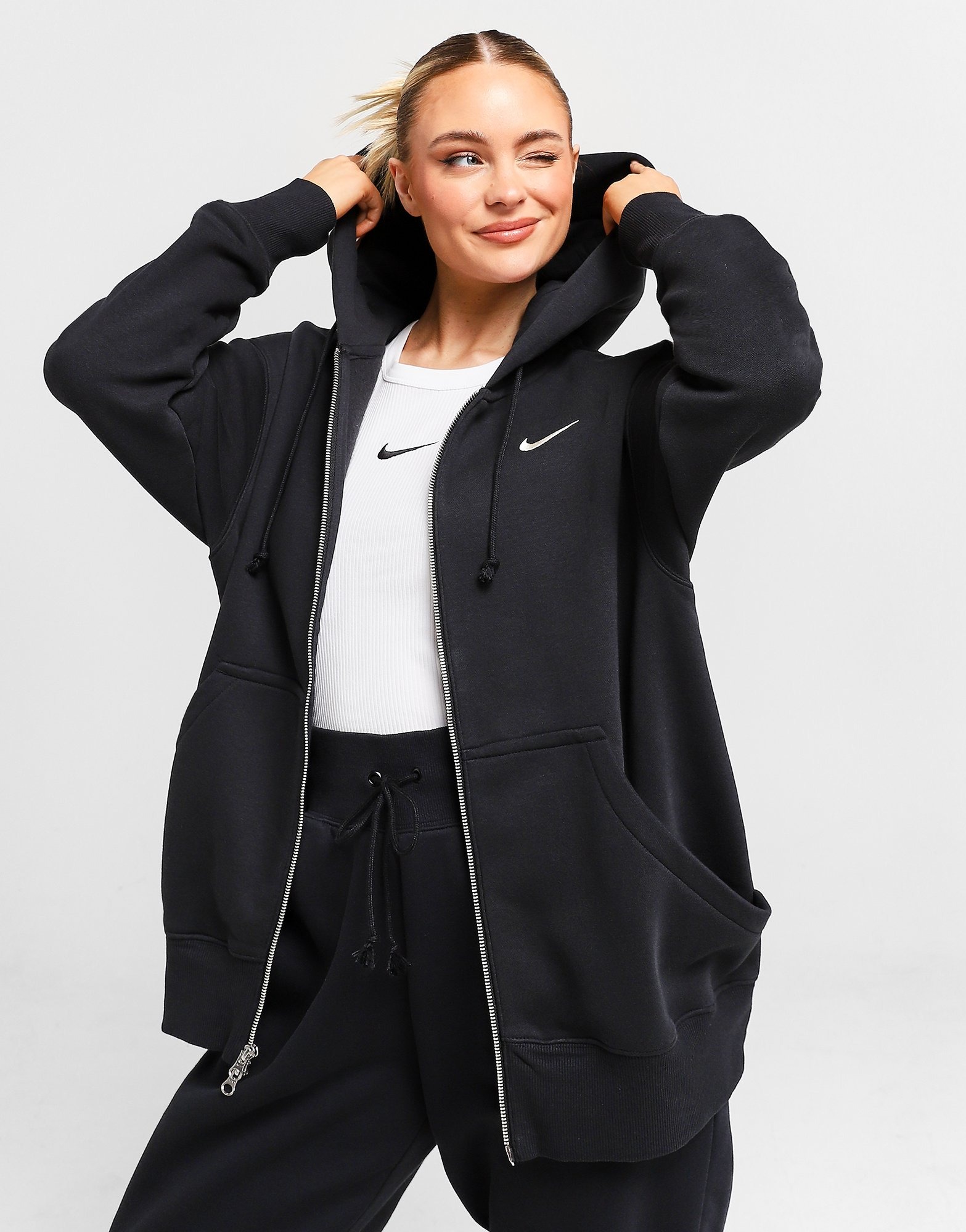 Resonar Continuo cocina Black Nike Phoenix Fleece Oversized Full Zip Hoodie | JD Sports UK