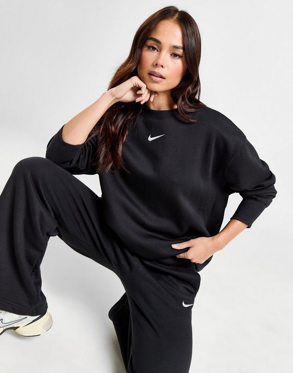 Black Nike Phoenix Fleece Oversized Crew Sweatshirt - JD Sports