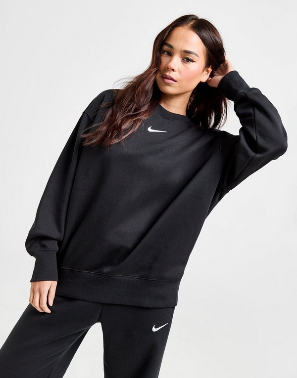 Black Nike Phoenix Fleece Oversized Crew Sweatshirt Women's | JD Sports UK