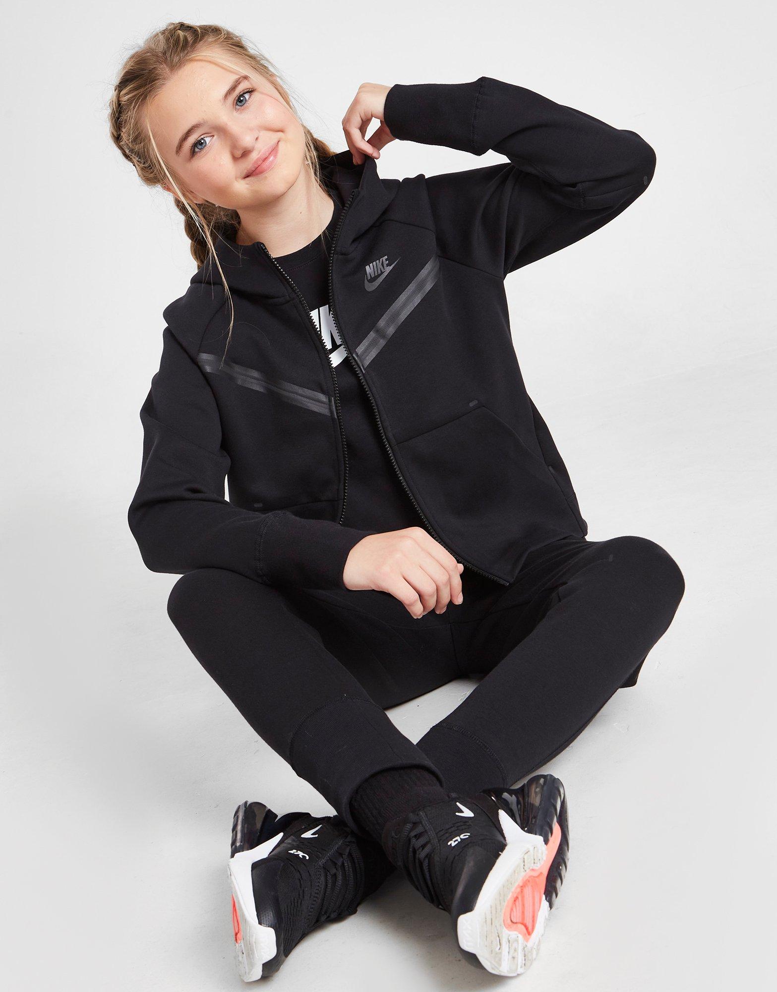 Black Nike Girls' Tech Fleece Full Zip Hoodie Junior JD Sports UK