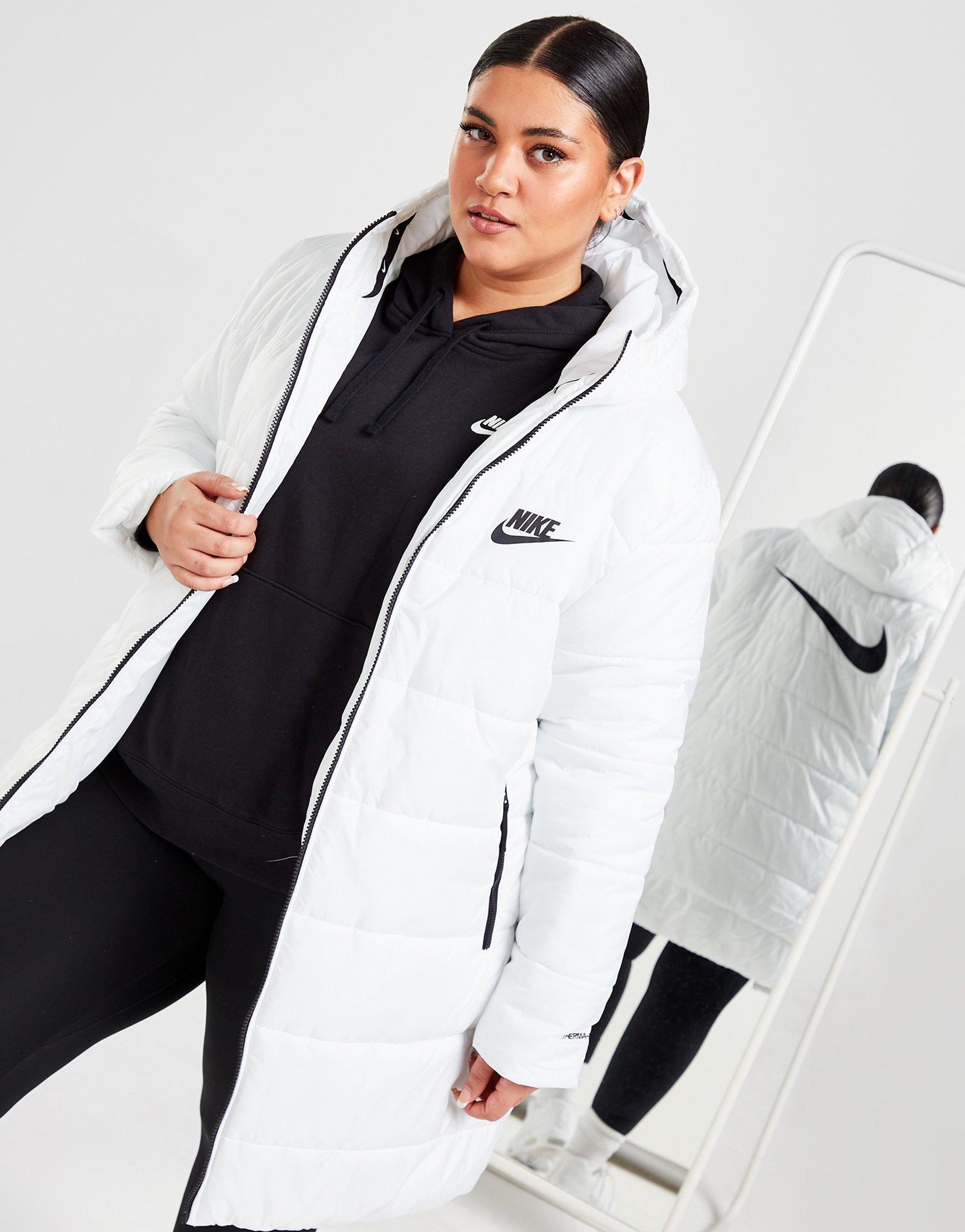 White Nike Size Swoosh Parka