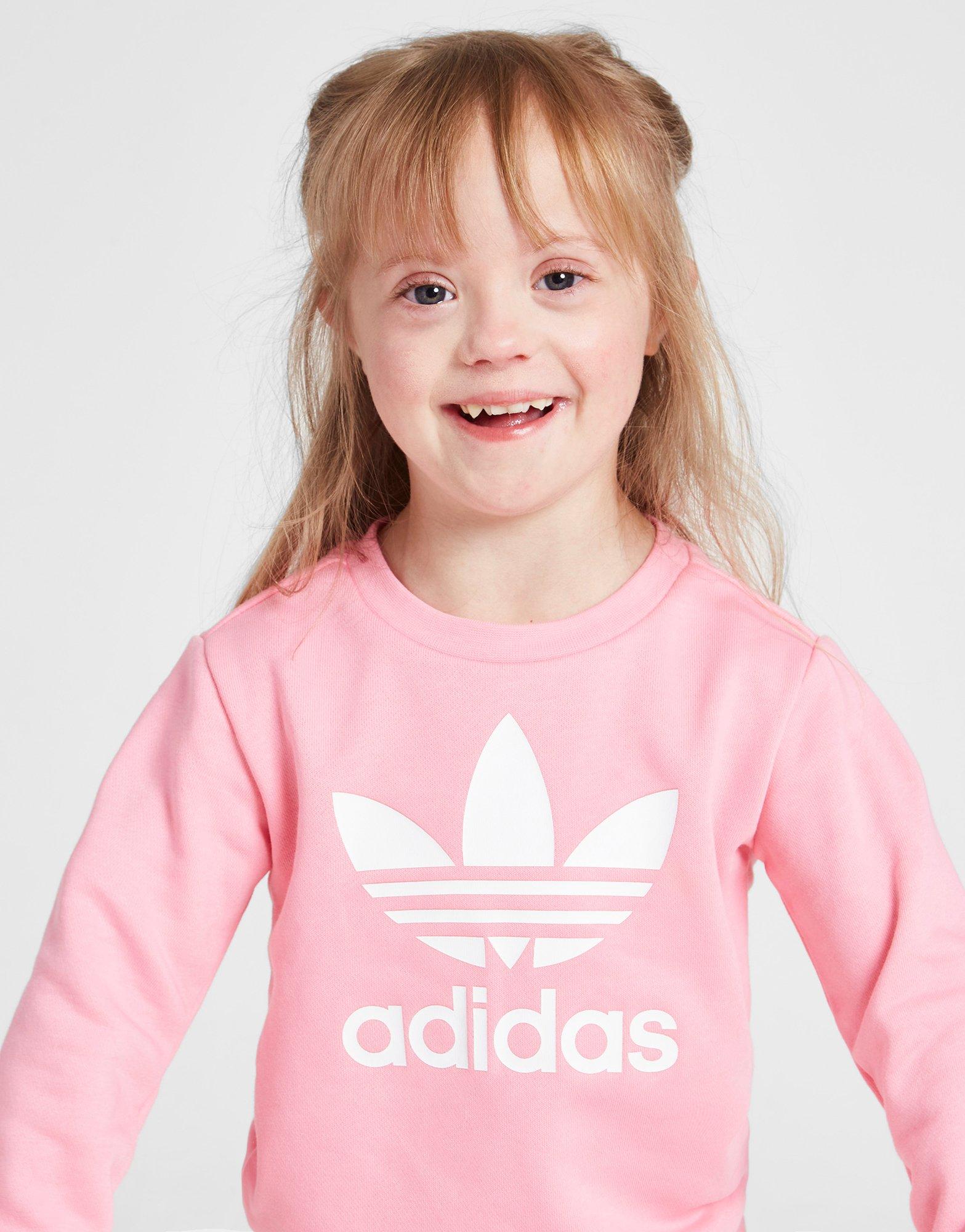 Pink adidas Originals Girls Trefoil Crew Tracksuit Infant JD