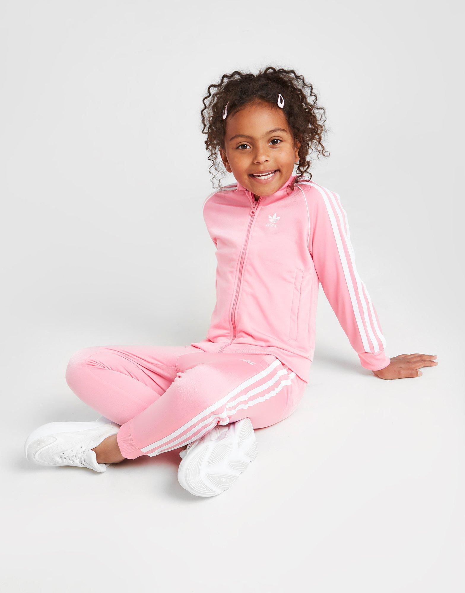 Adidas baby cheap pink tracksuit