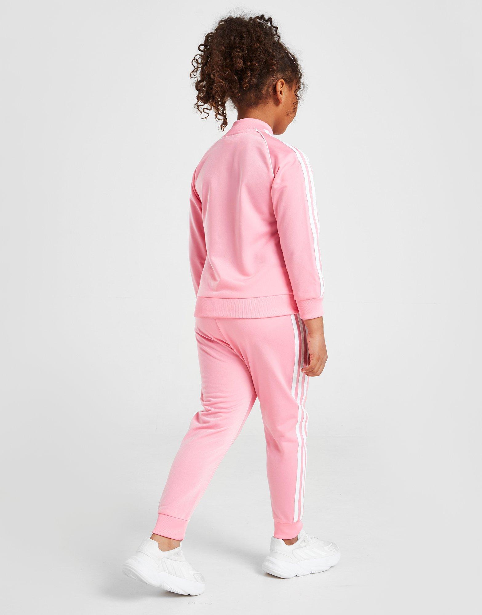 Girls pink adidas tracksuit sale