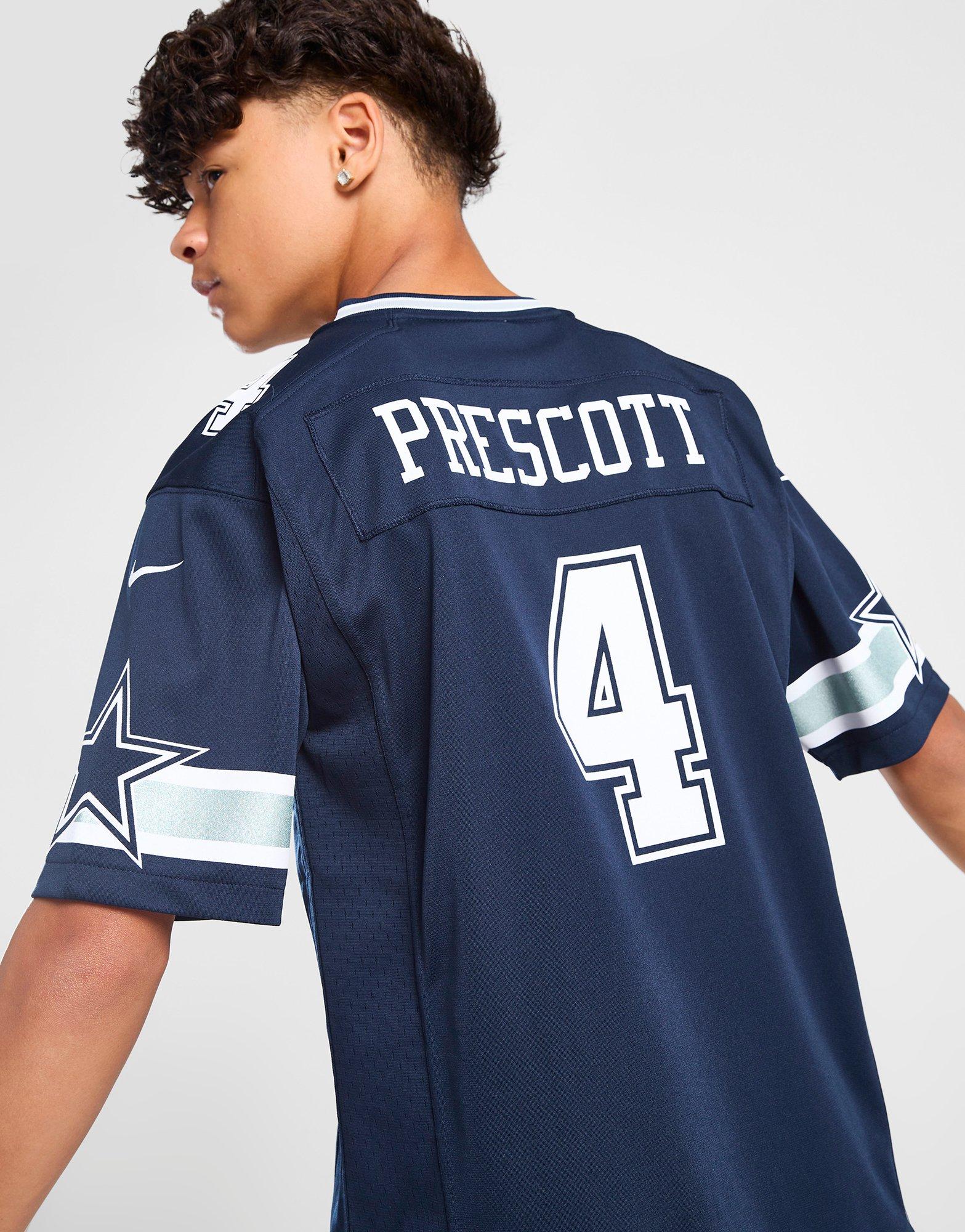 Blue Nike NFL Dallas Cowboys Prescott #4 Game Jersey JD