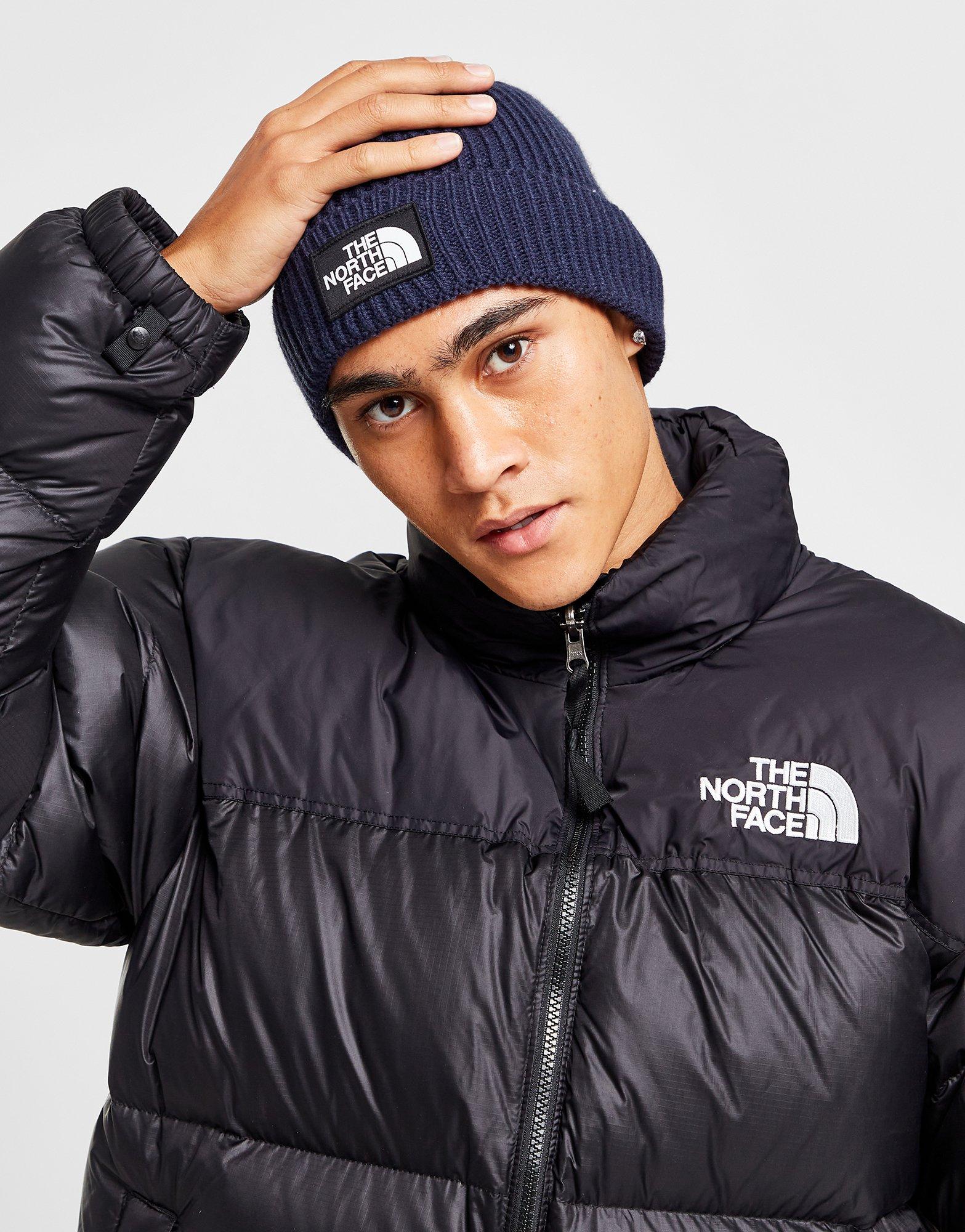 North Face TNF Logo Box Cuffed Bonnet - Bleu Marine TNF