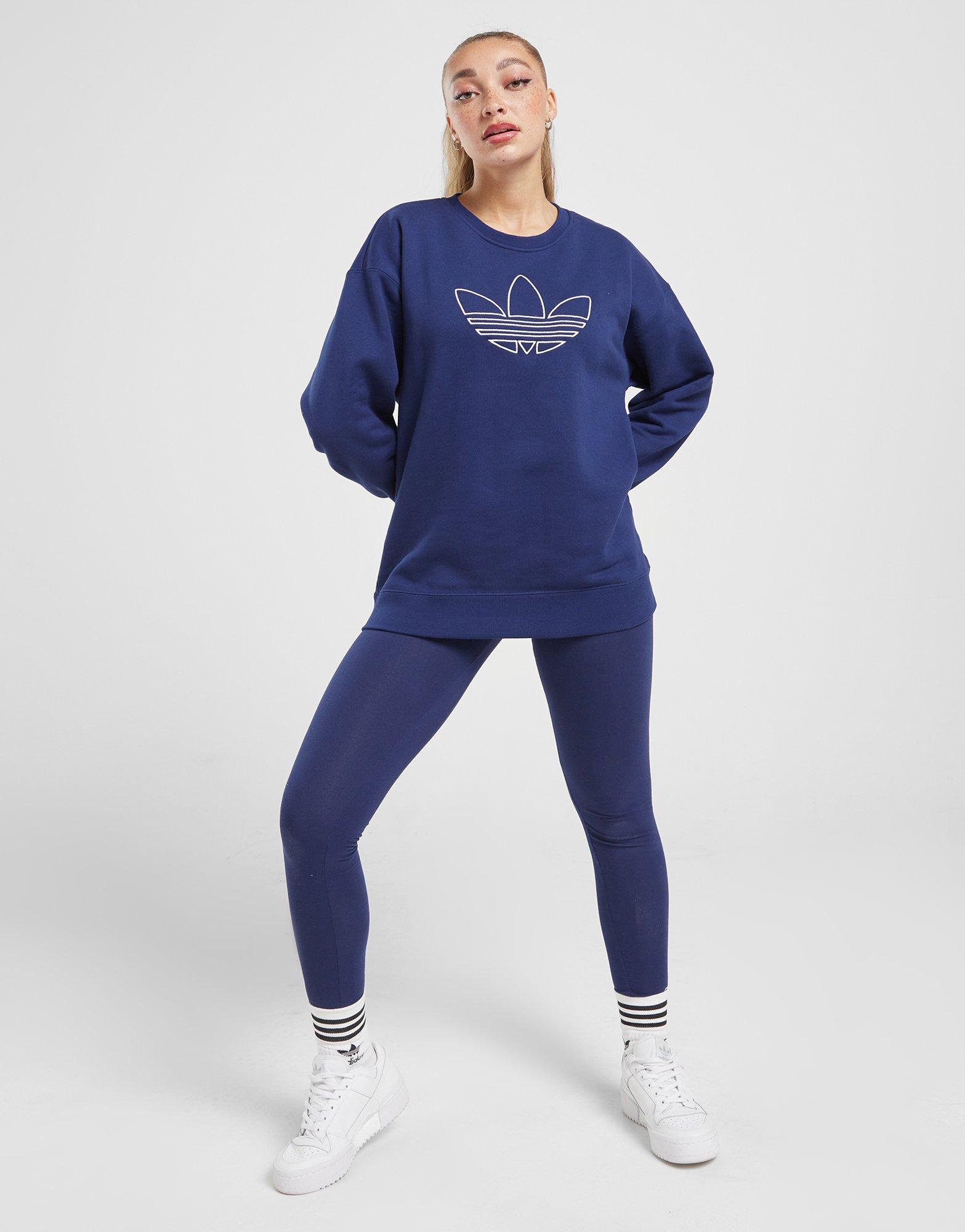 Blue adidas Originals Outline Trefoil Crew Sweatshirt JD Sports