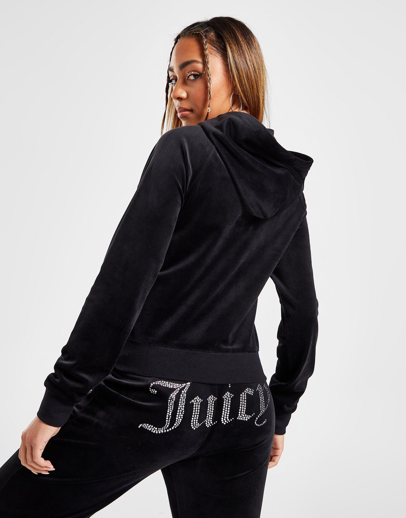 Black JUICY COUTURE Diamante Logo Full Zip Hoodie JD Sports Global