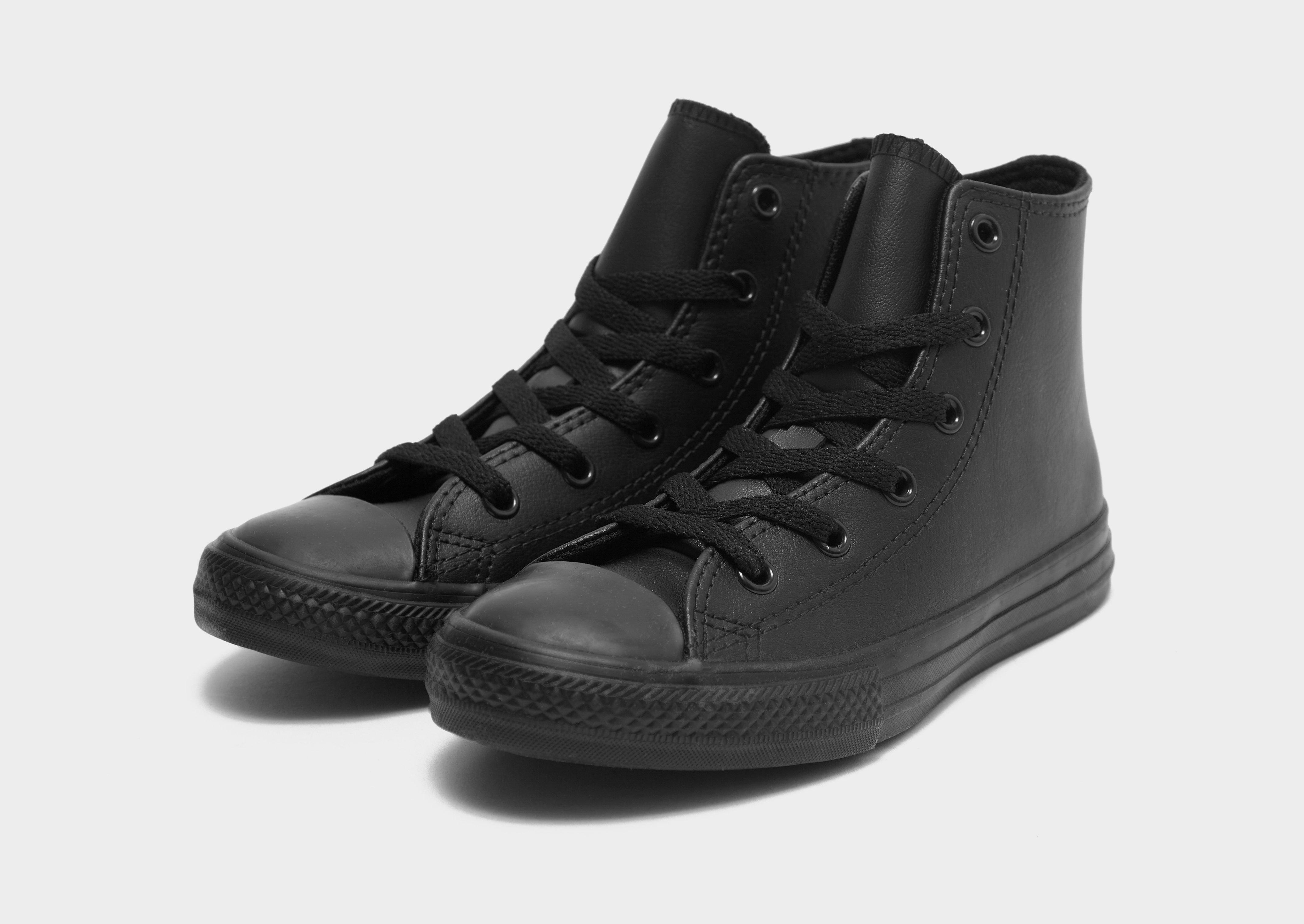 Childrens black leather converse high tops on sale