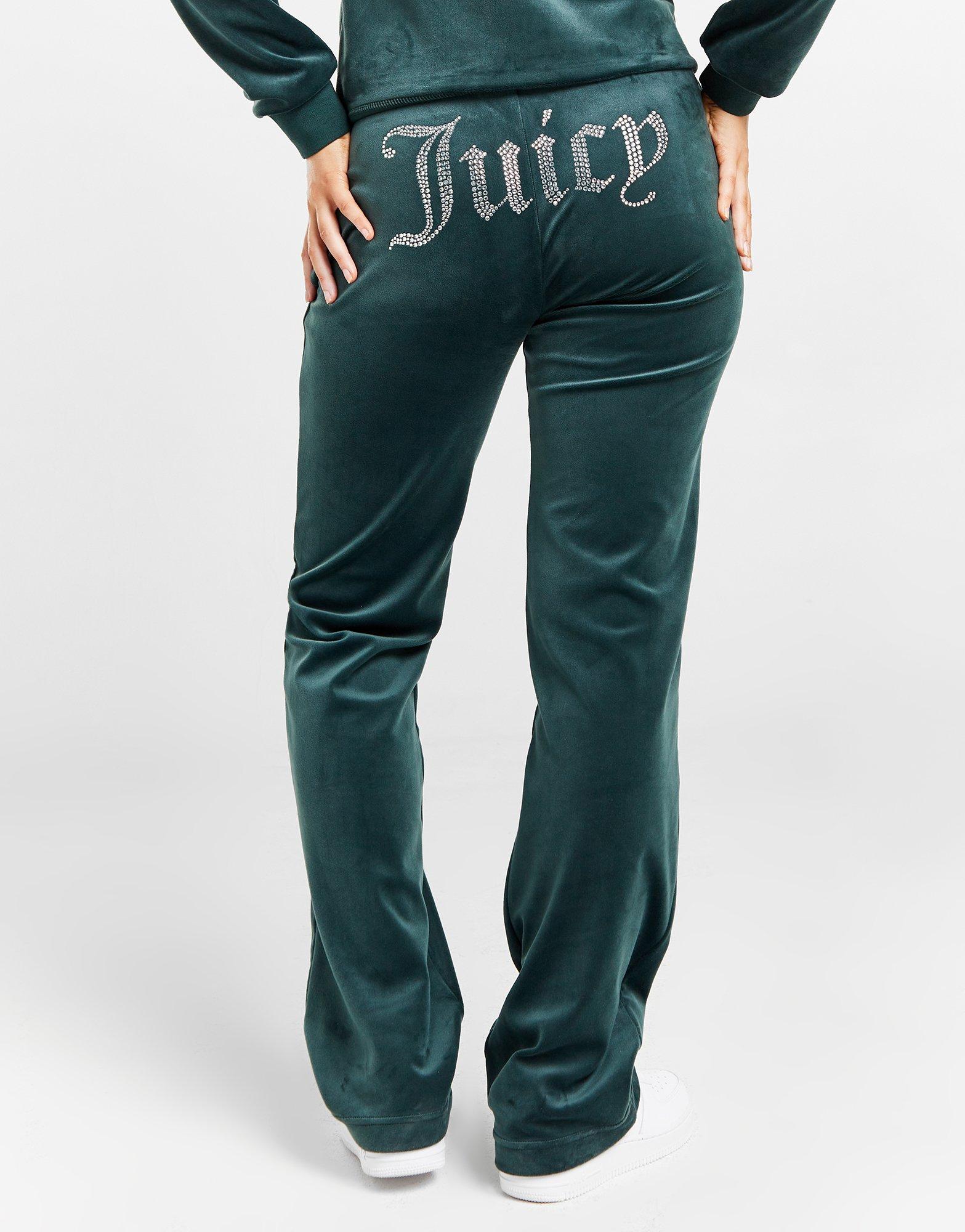 Green JUICY COUTURE Diamante Velour Track Pants