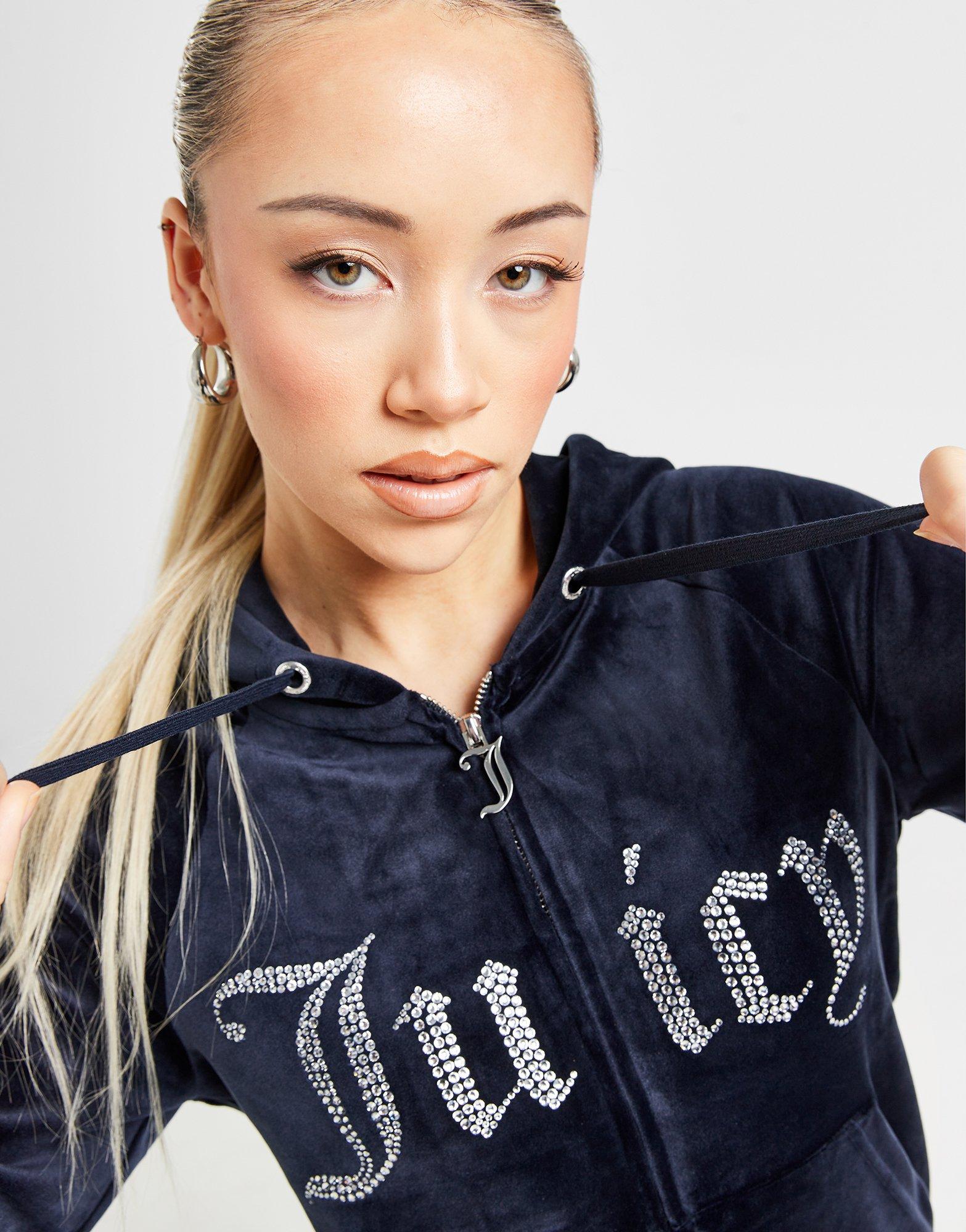 JUICY COUTURE Diamante Logo Full Zip Hoodie