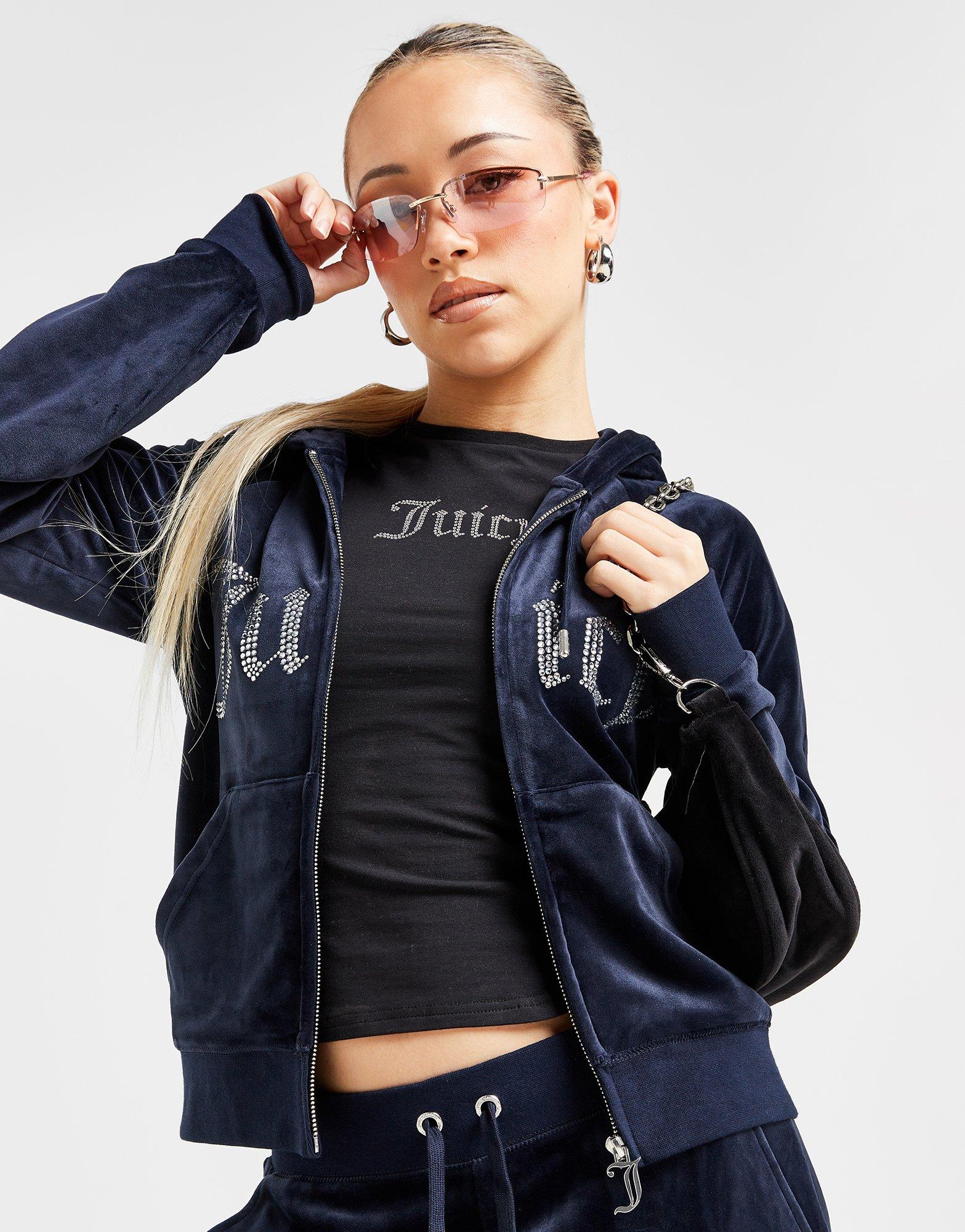 JUICY COUTURE Diamante Logo Full Zip Hoodie