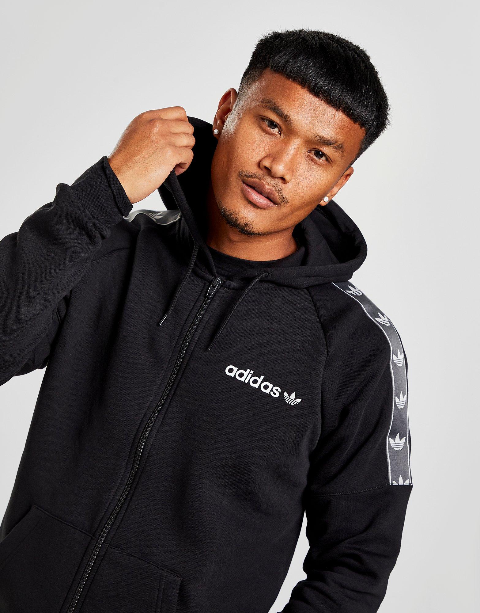 Asistencia almacenamiento Inmunidad Black adidas Originals Tape Full Zip Hoodie - JD Sports Ireland