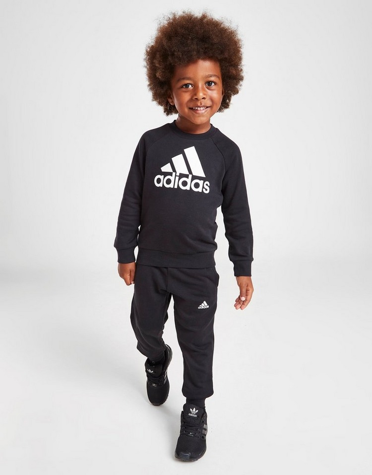 Black adidas Large Logo Crew Tracksuit Children | JD Sports UK