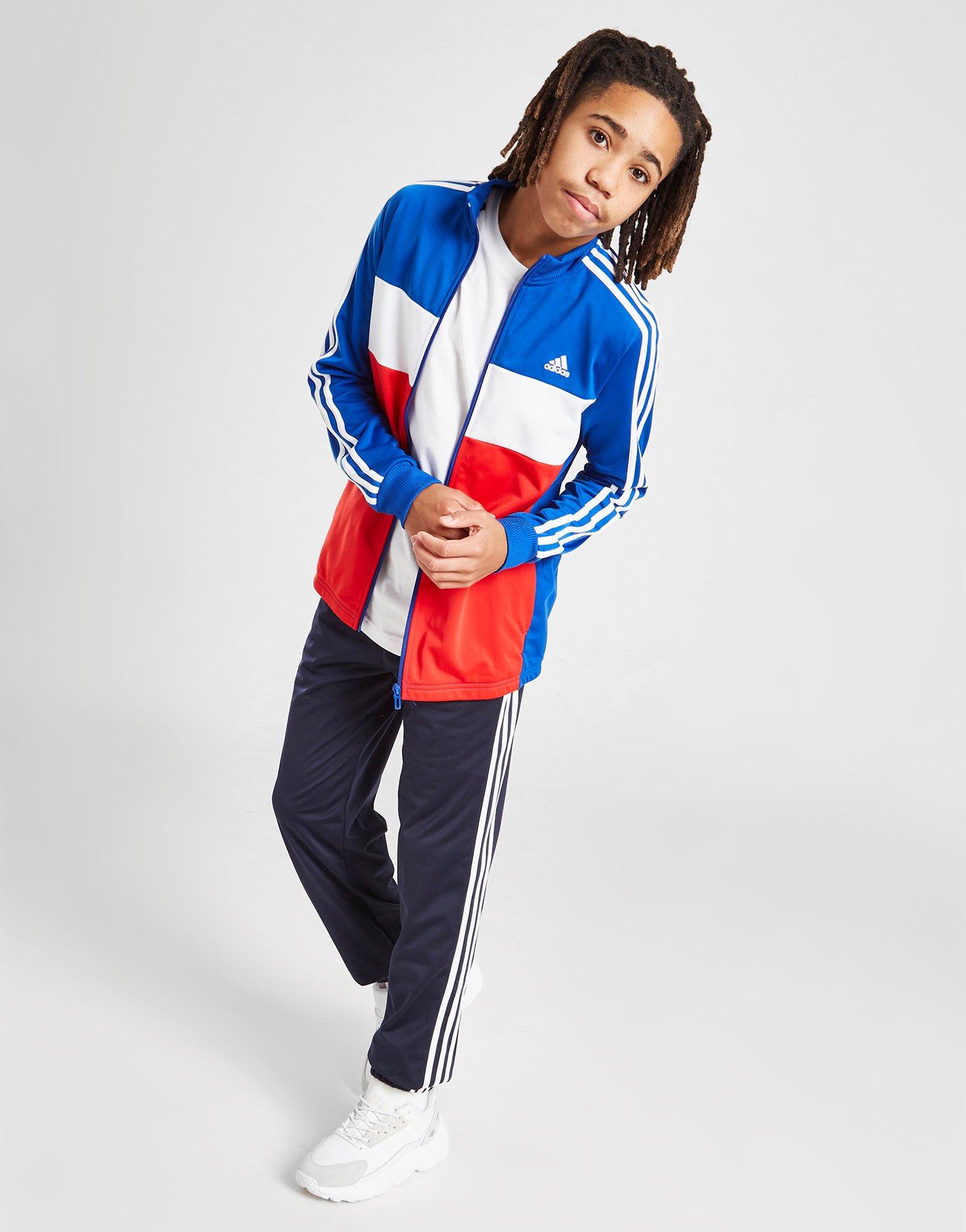 Blue adidas cheap tracksuit junior