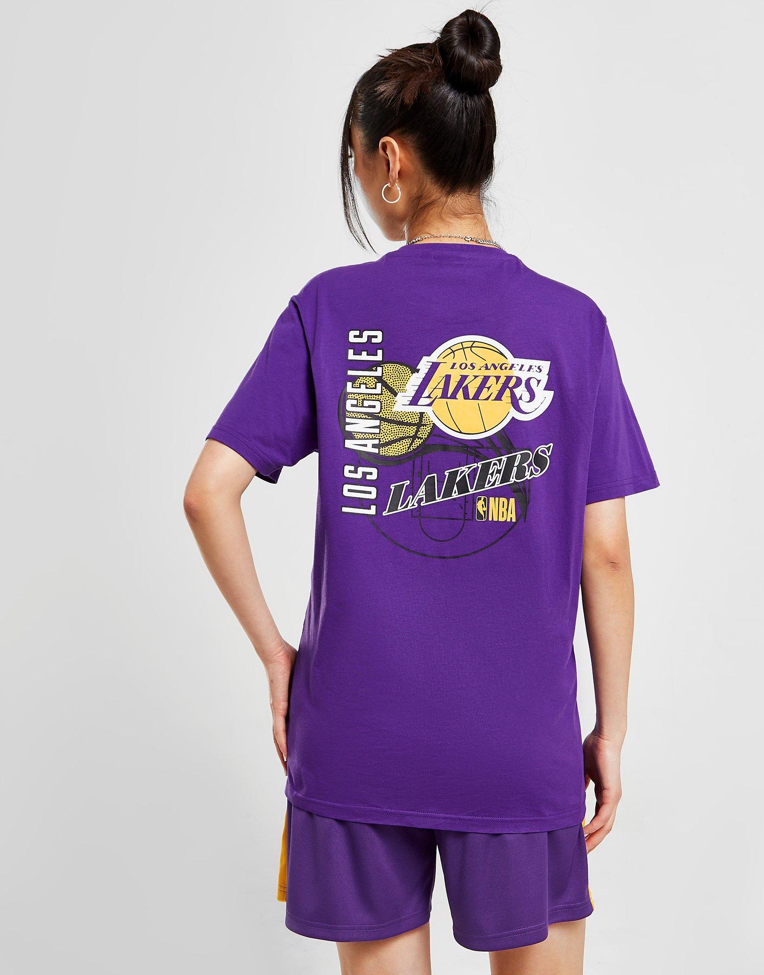 Los Angeles Lakers New Era Raglan Jersey Button-Up T-Shirt - Purple