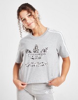 adidas Originals Girls' All Over Print Crop T-Shirt Junior