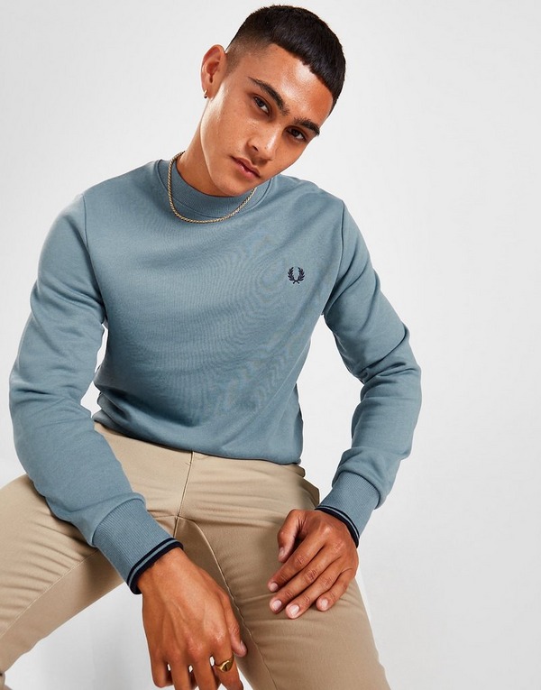 Oswald Zes vonnis Blauw Fred Perry Twin Tipped Crew Sweater Heren - JD Sports Nederland