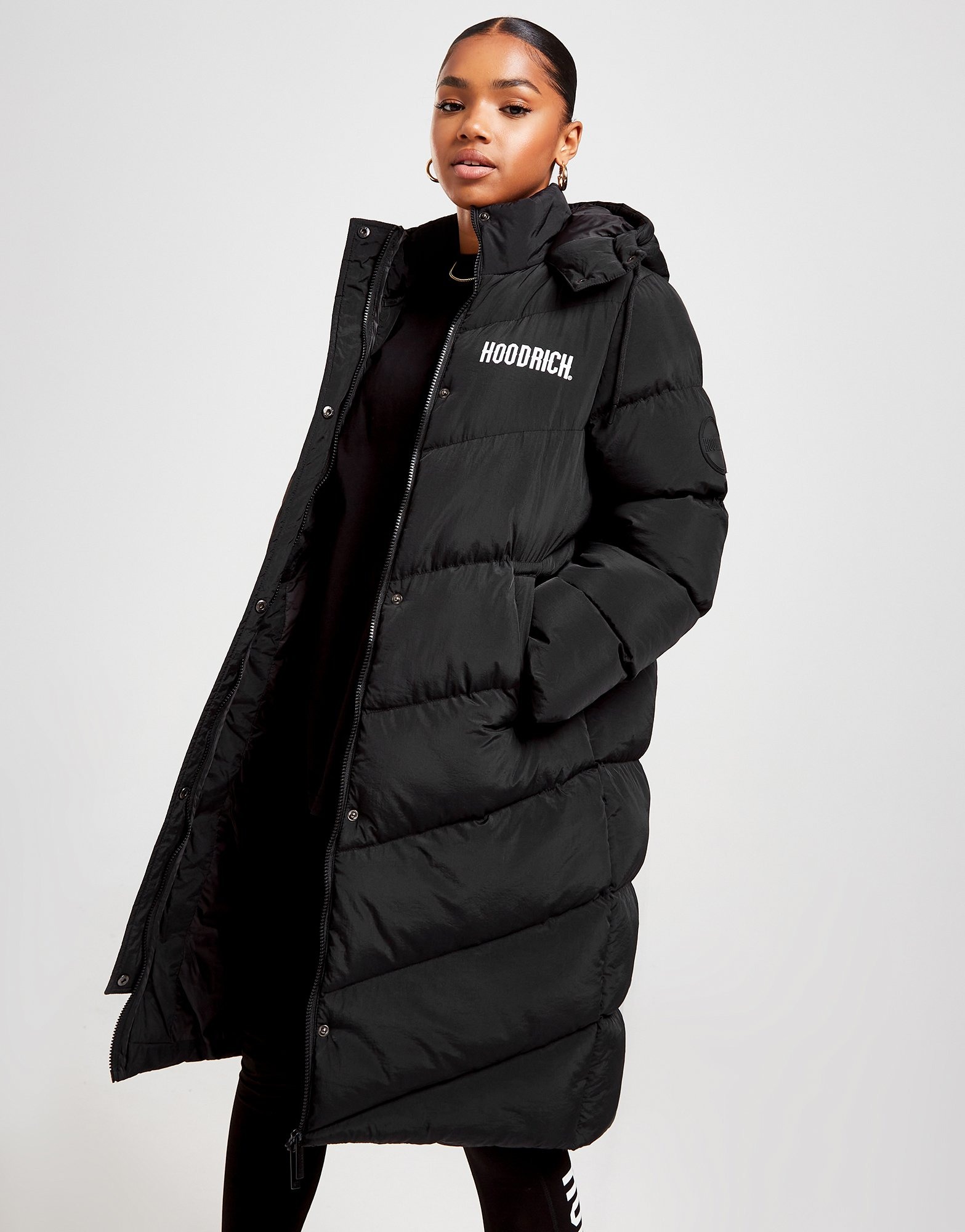 Black Hoodrich Long Puffer Jacket | JD Sports