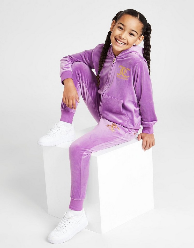 Purple JUICY COUTURE Girls' Velour Glitter Full Zip Tracksuit Children ...