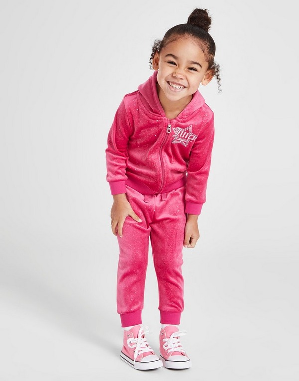 JUICY COUTURE Girls' Velour Glitter Full Zip Tracksuit Infant