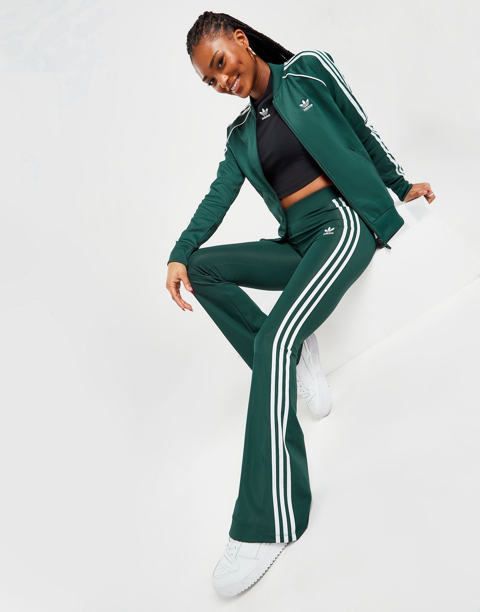 Buy Green adidas Flare Leggings | JD Sports