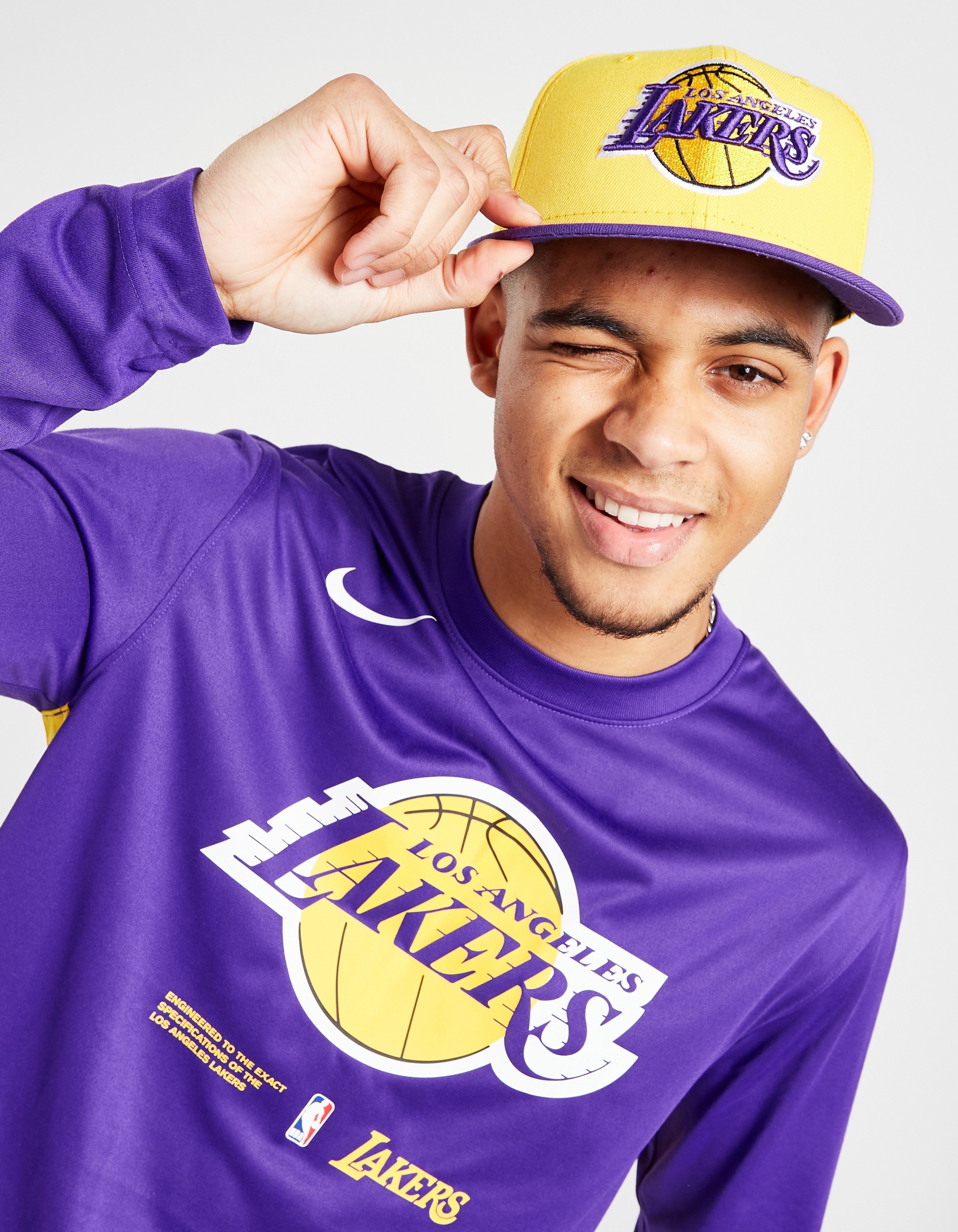 New Era 9FIFTY Los Angeles Lakers Team Retro Wheel Snapback Hat Yellow White Purple