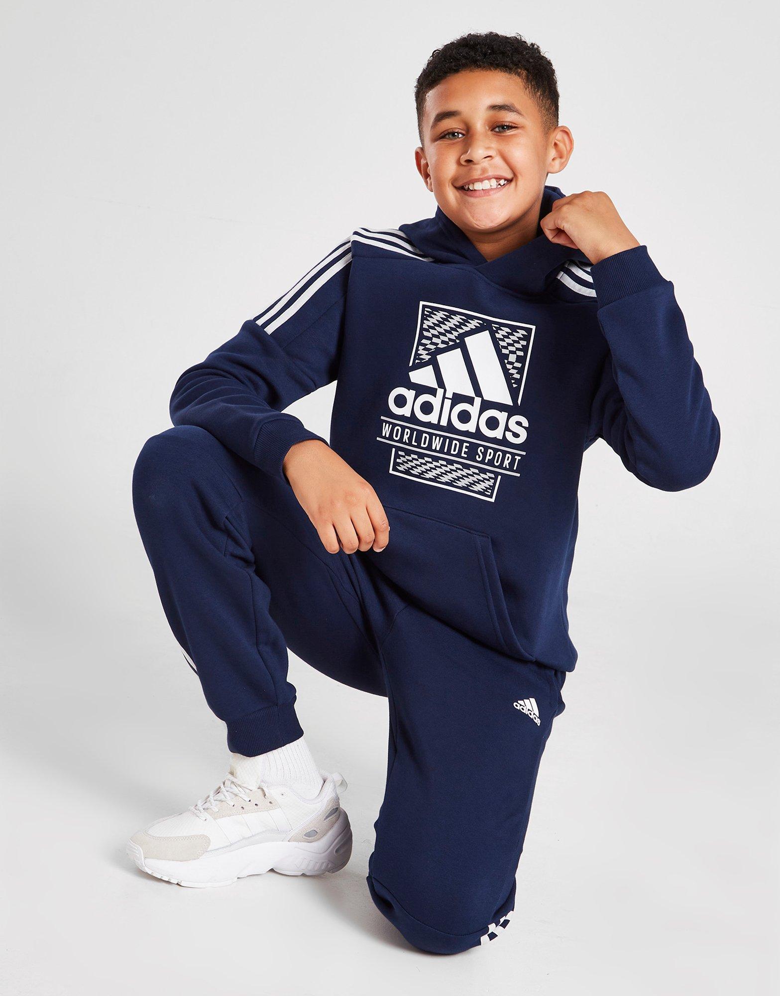 Blue adidas Badge Of Sport Large Logo Hoodie Junior | JD Sports Global