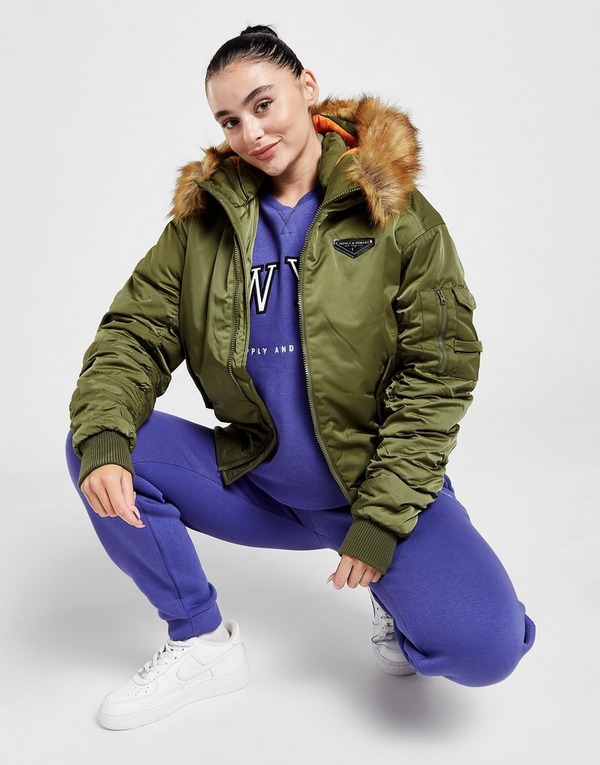 Superdry Women's Everest Parka Jacket, Army Khaki, XXS (Size:6