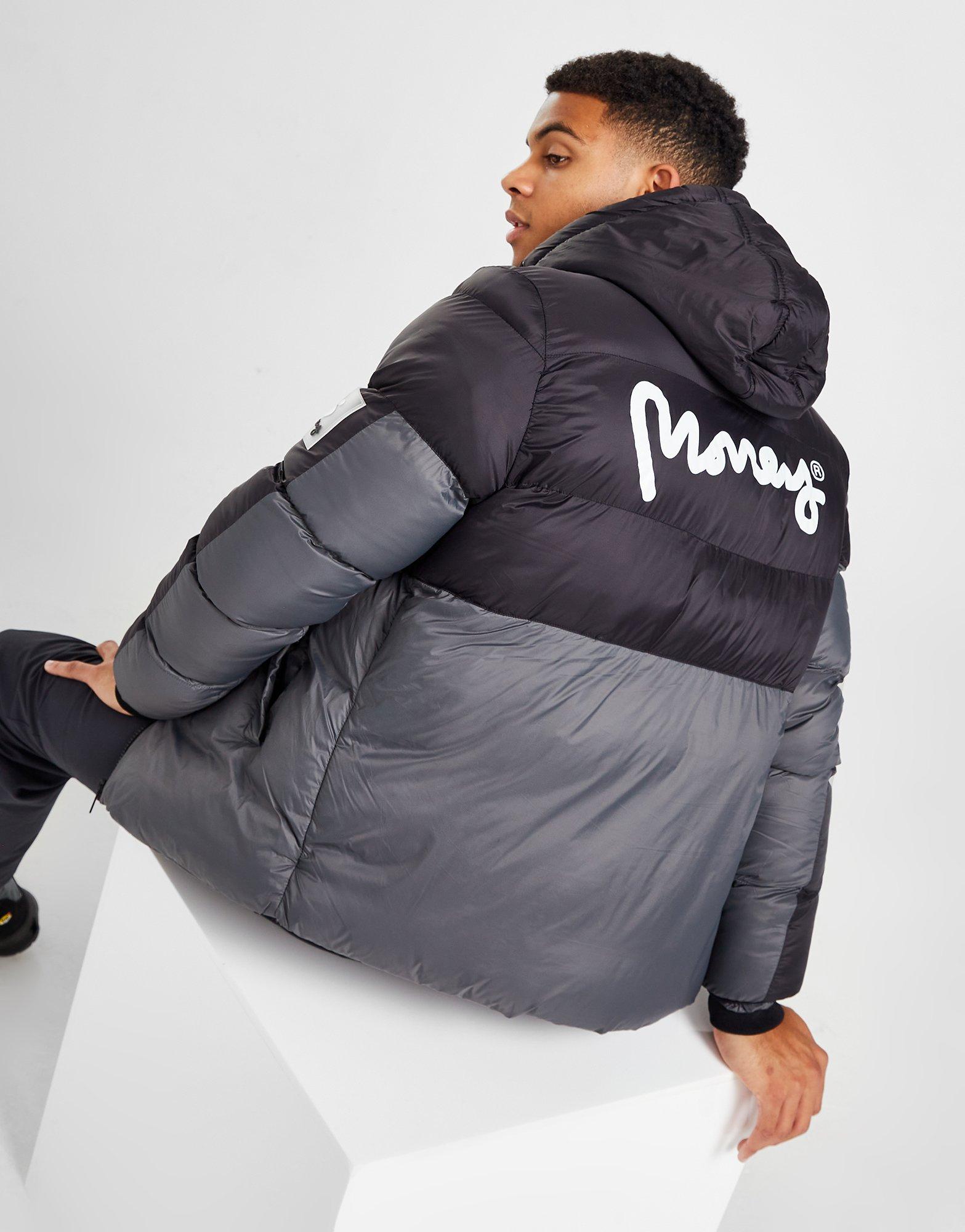 pink money puffer jacket