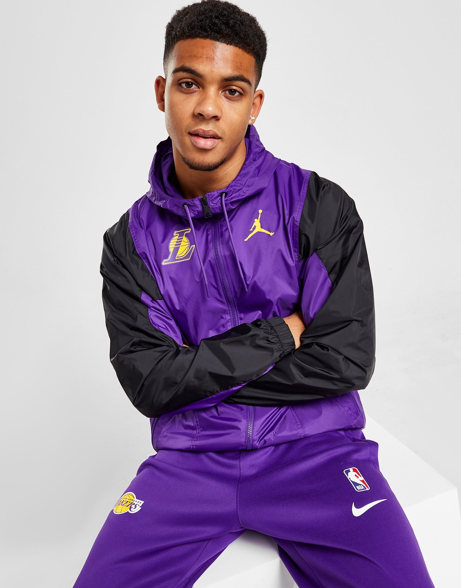 Men's Los Angeles Lakers Nike Purple Long Sleeve Performance