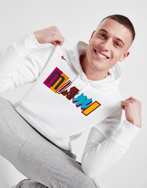 White NBA Miami City Edition Pullover Hoodie | Sports Global