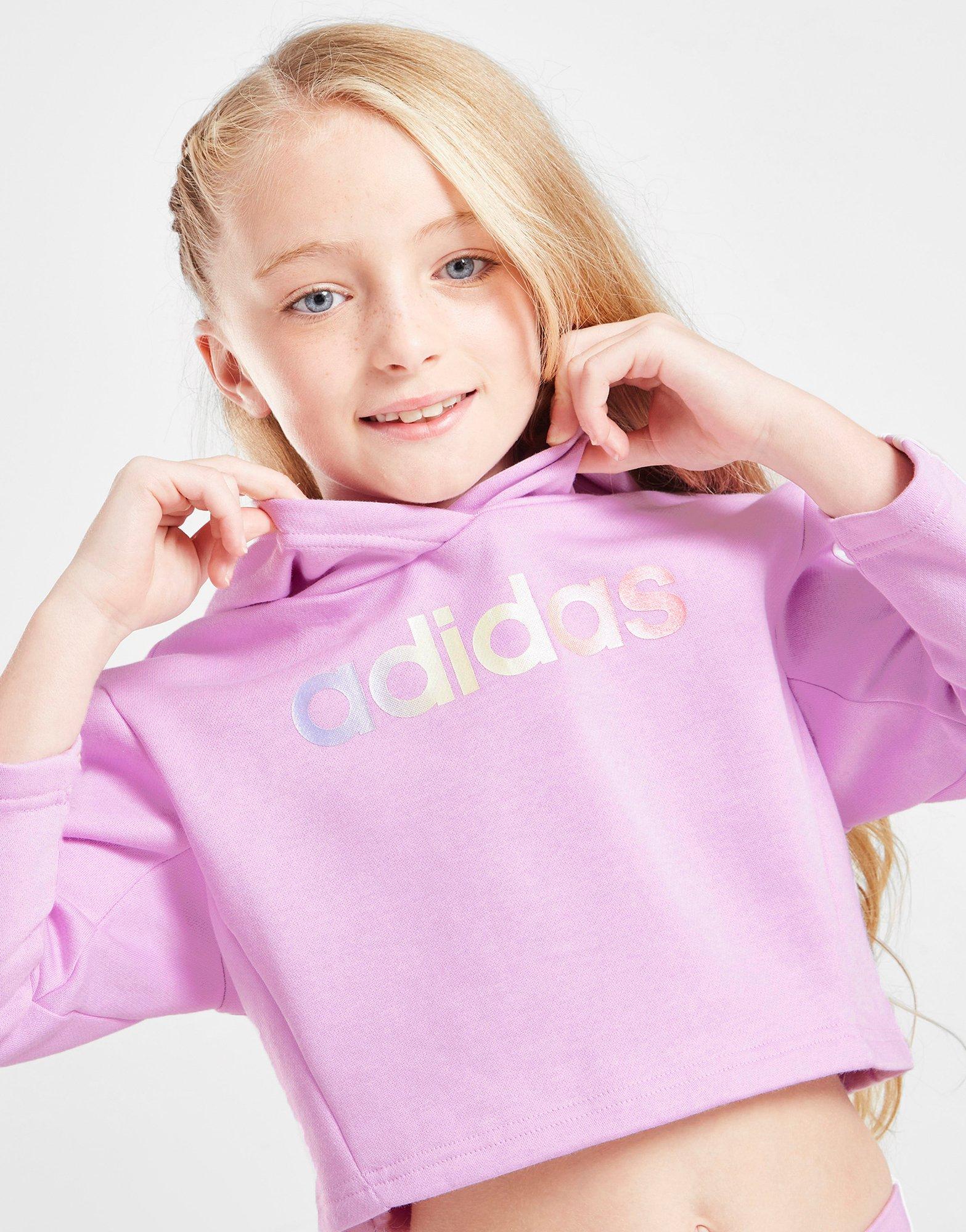 adidas Girls' Linear Crop Hoodie/Leggings Set Children
