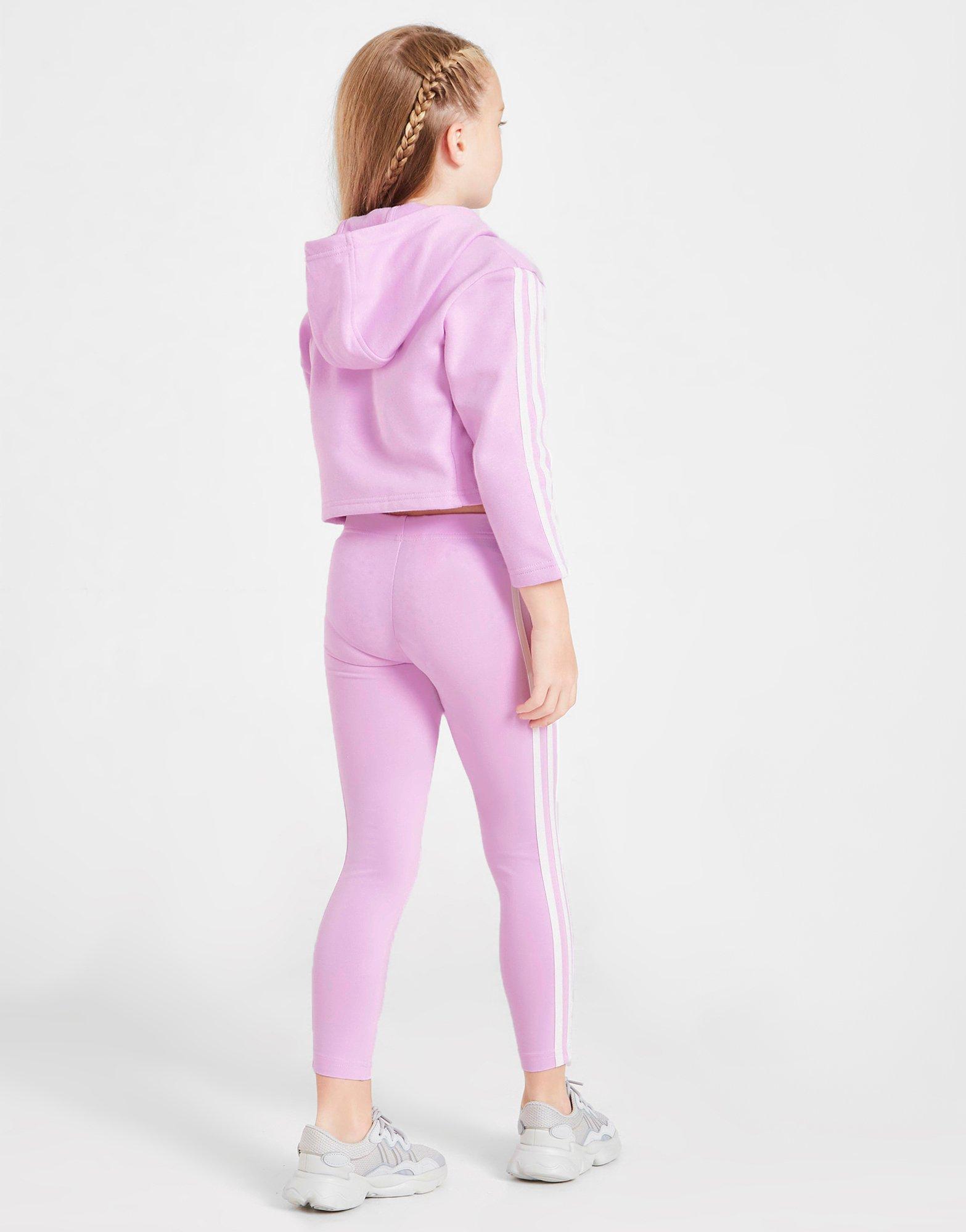 adidas Girls' Linear Crop Hoodie/Leggings Set Children