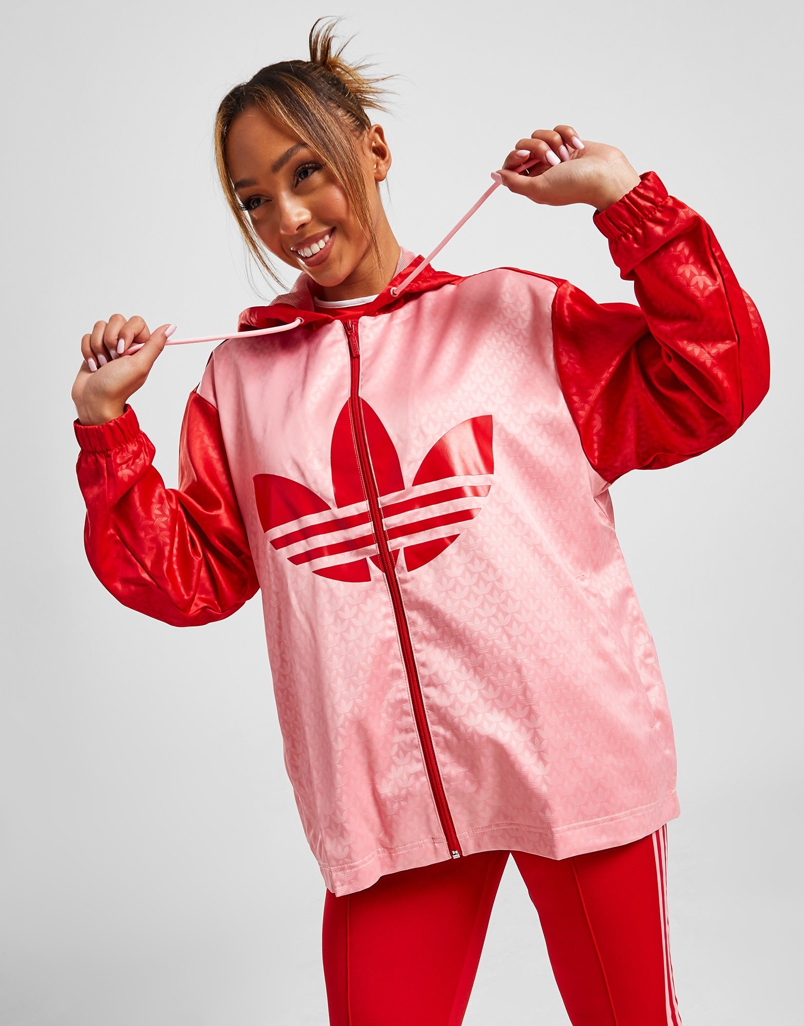 adidas Taped Short Sleeve Track Jacket - Red