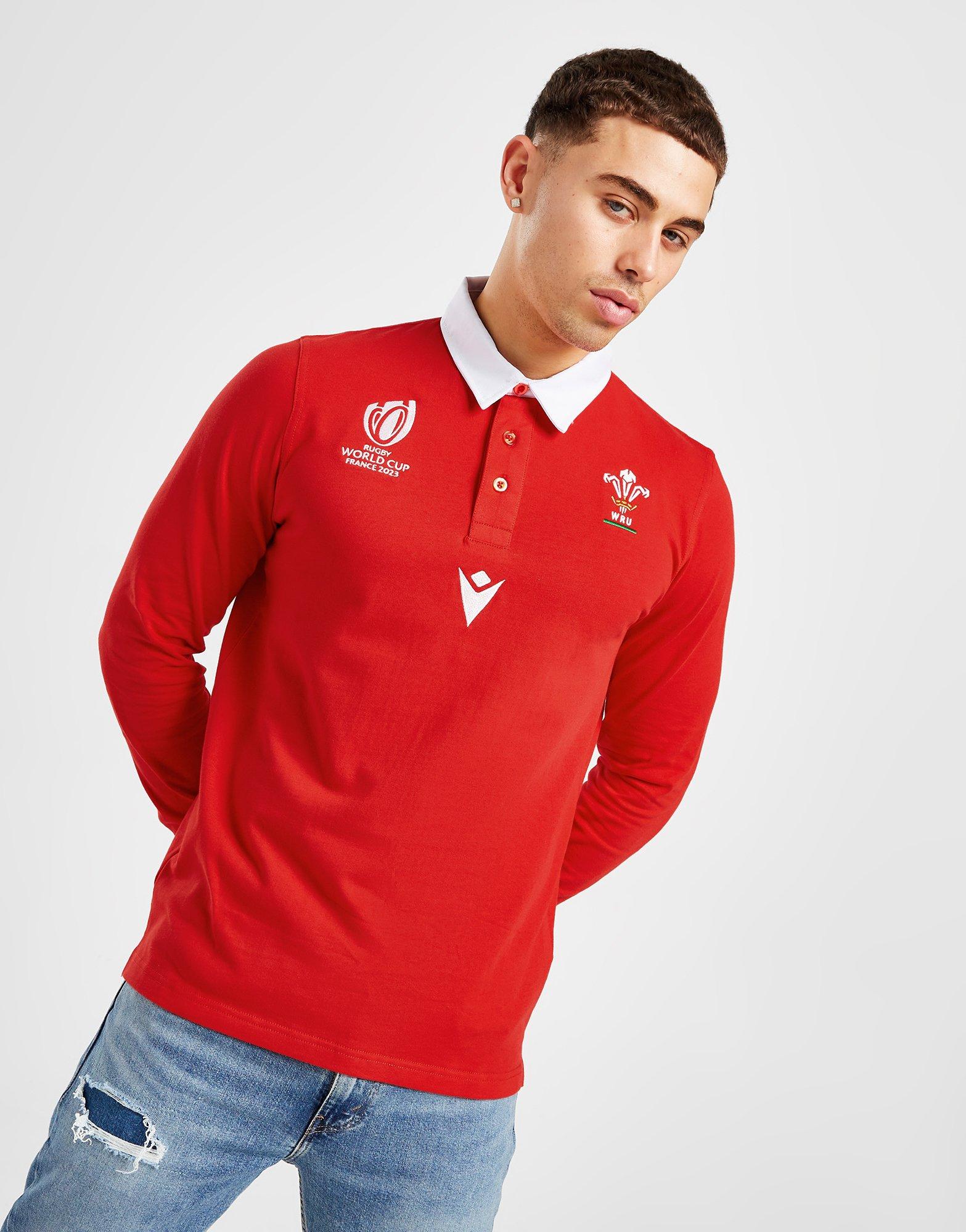 Red Macron Wales Rugby Union World Cup 2023 Long Sleeve Shirt