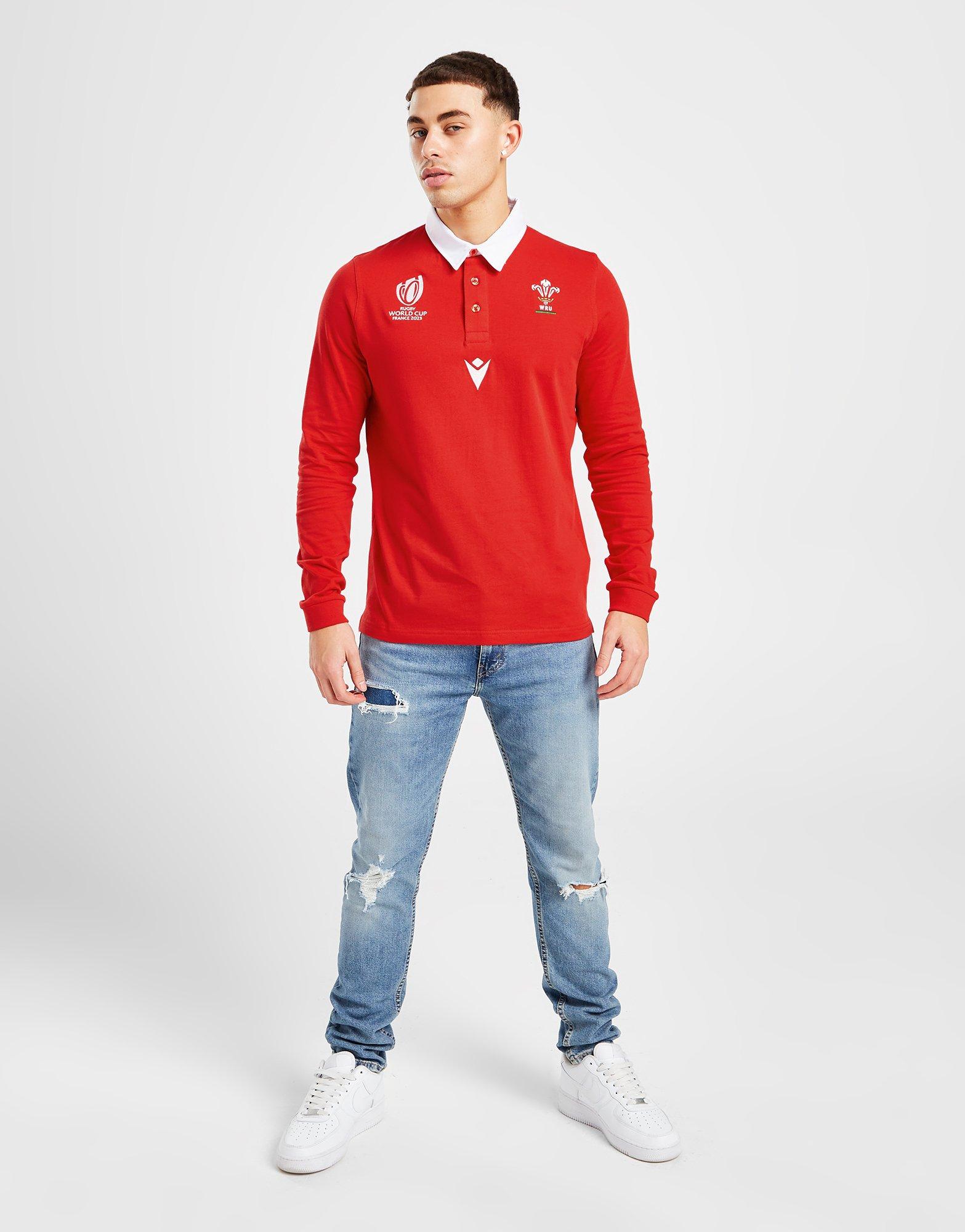 Red Macron Wales Rugby Union World Cup 2023 Long Sleeve Shirt