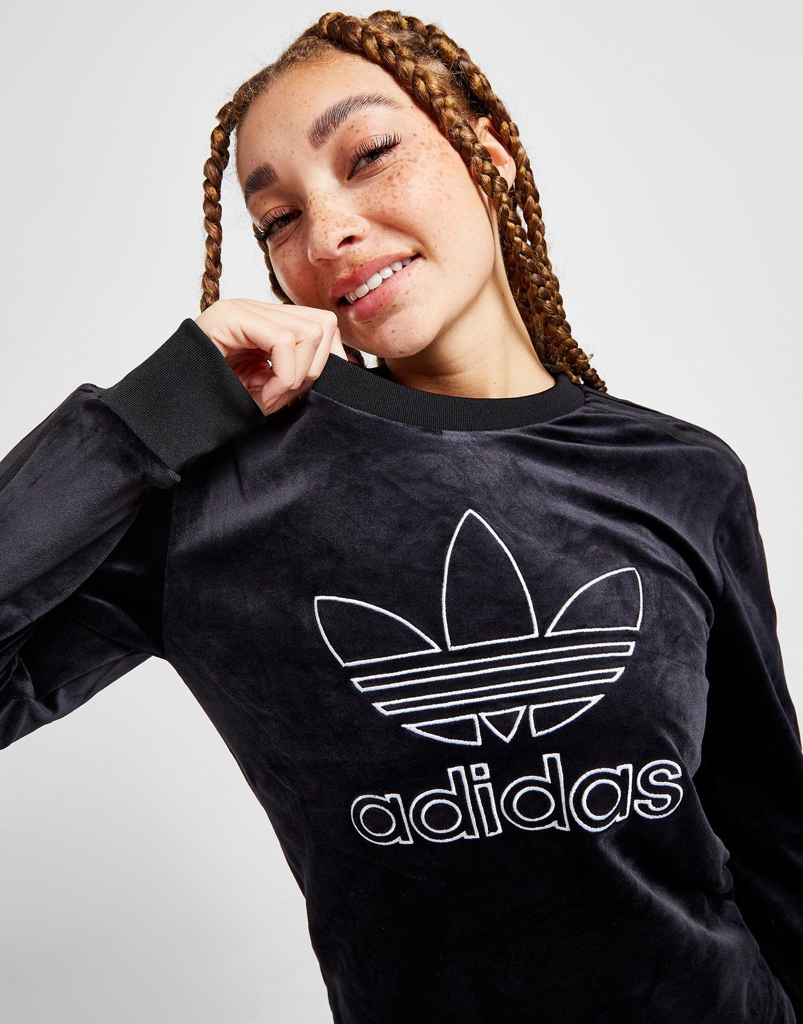 Black adidas Originals Velour Long Sleeve T-Shirt | JD Sports Global