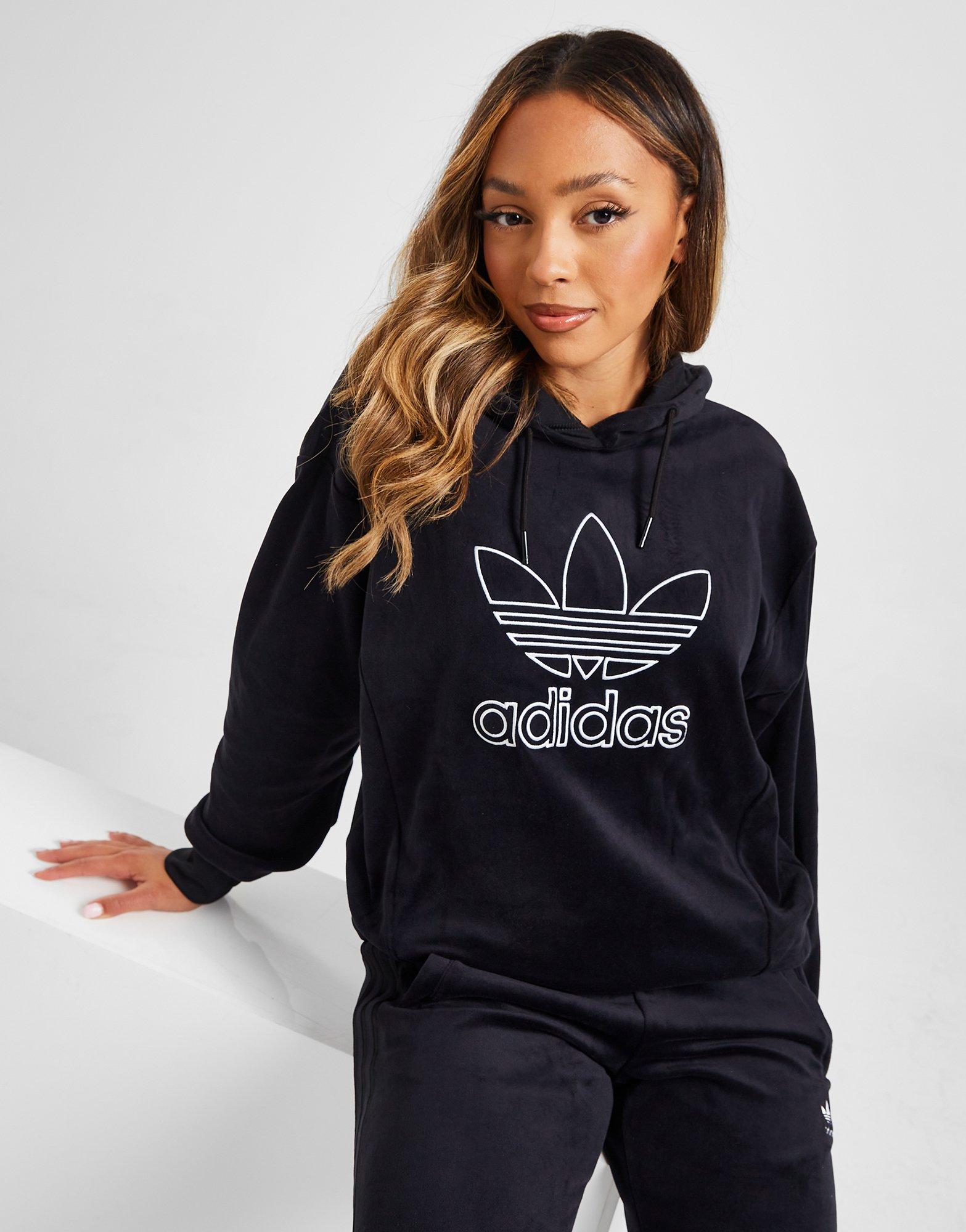 Black adidas Originals Velour Trefoil Overhead Hoodie | JD Sports Global