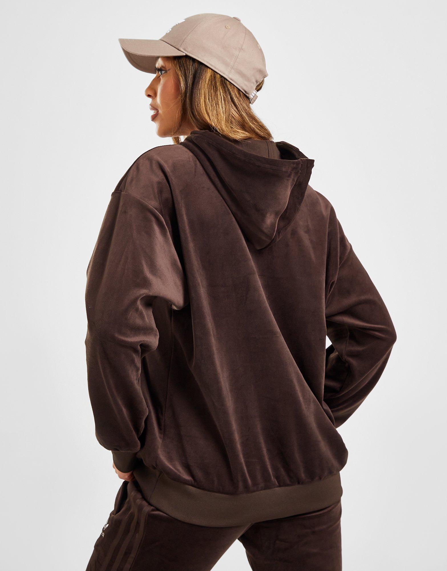 adidas originals velour trefoil overhead hoodie