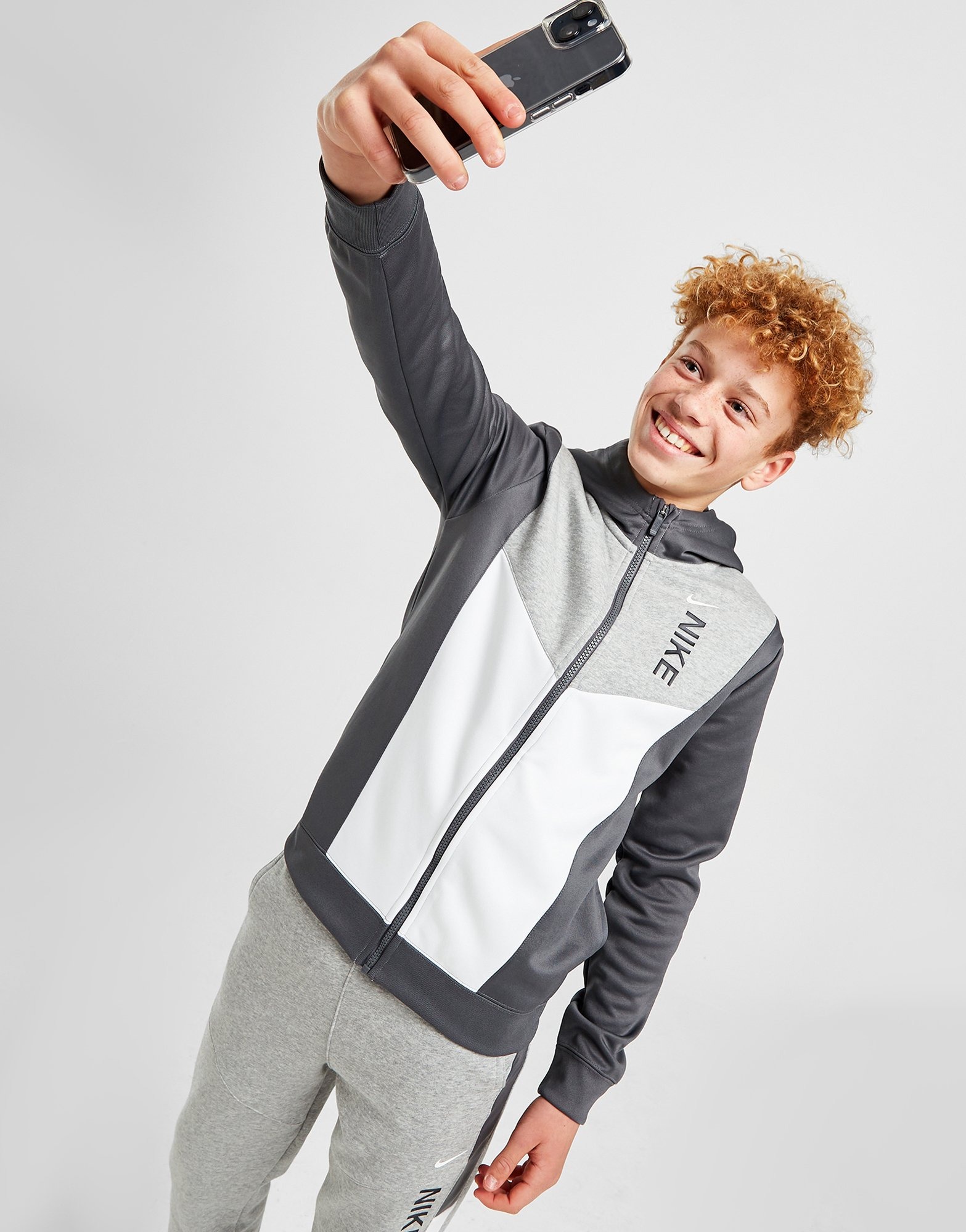 Grey Nike Full Zip Hybrid Hoodie Junior | JD Sports Malaysia