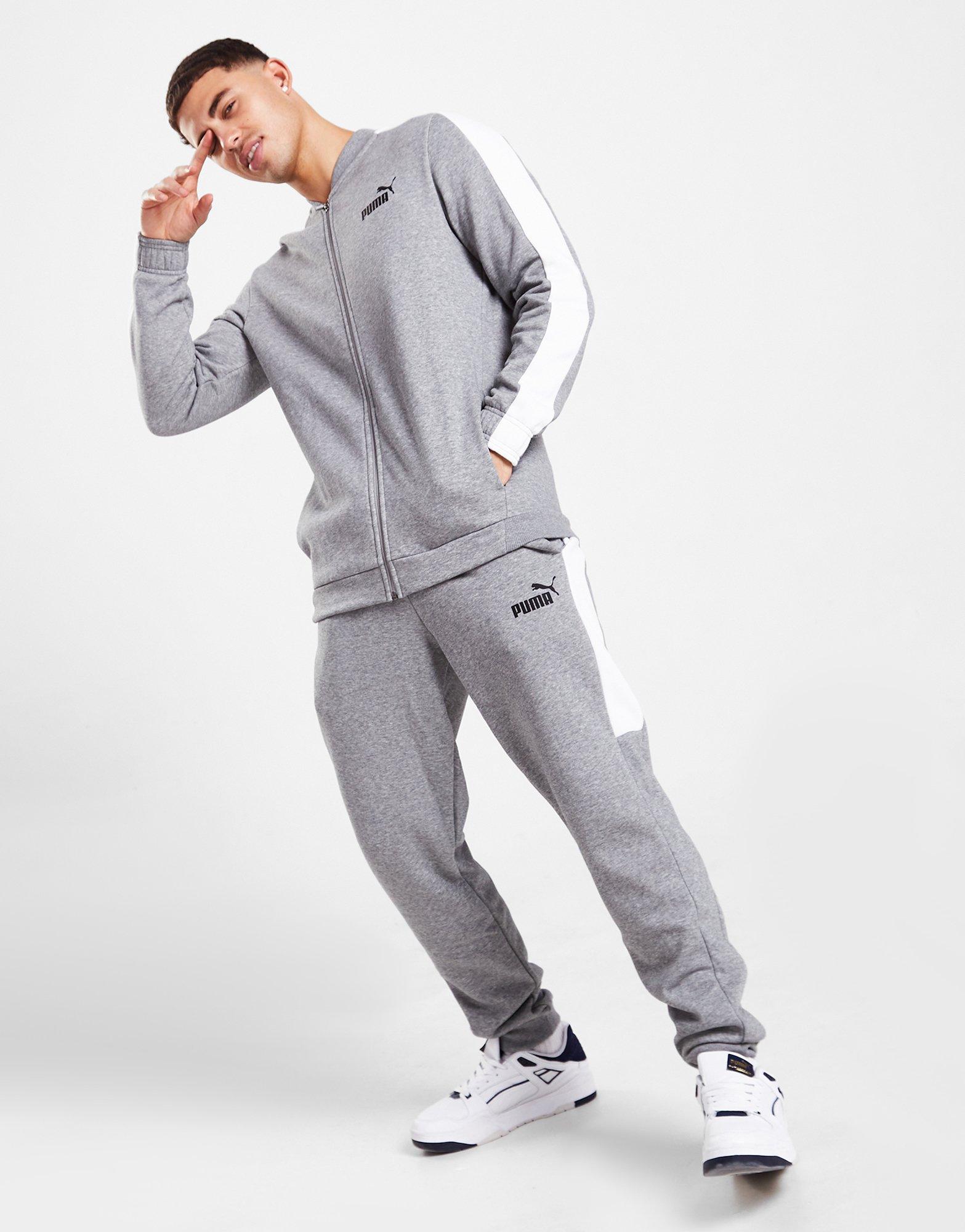 Puma grey fleece discount tracksuit