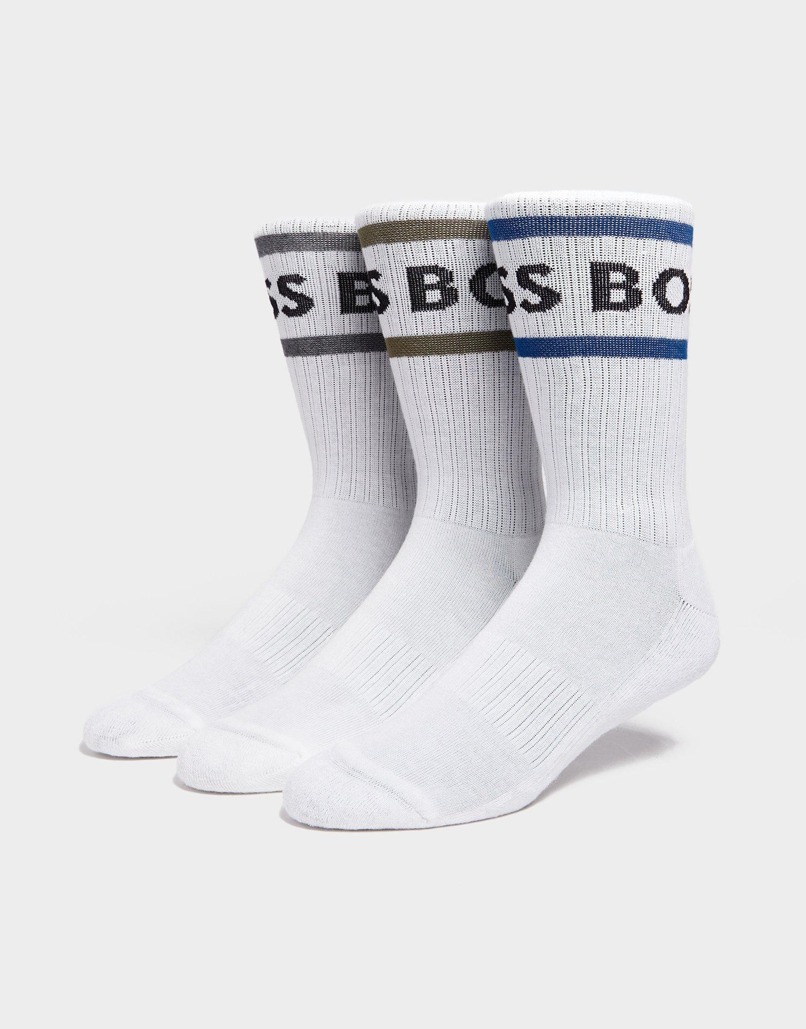 BOSS 3 Pack Ribbed Stripe Socks